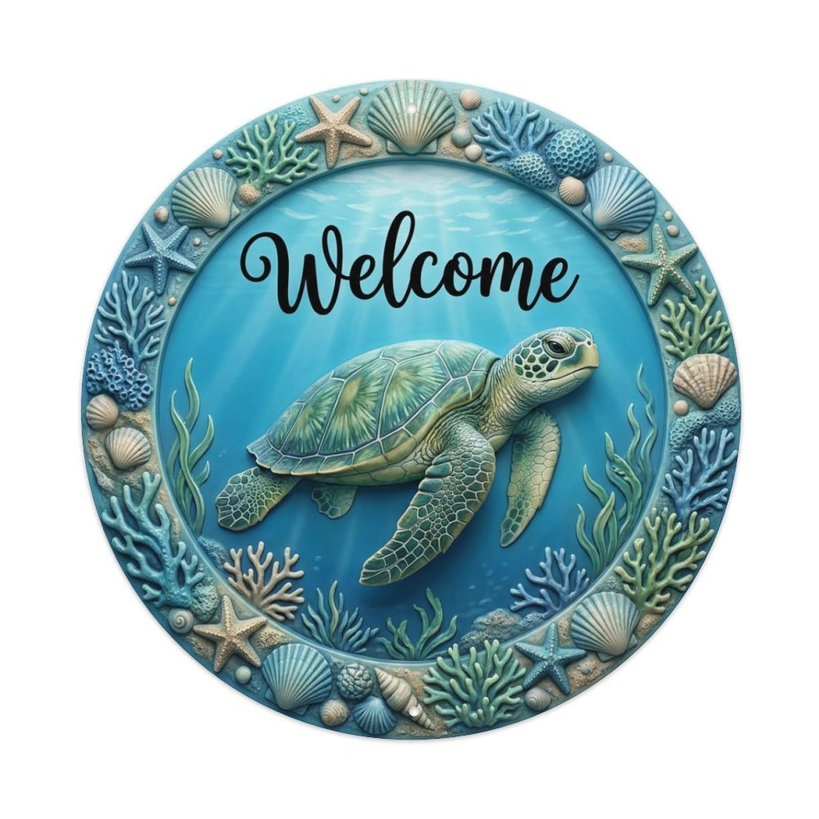 Tgrcjimh Style Metal Tin Sign Sea Turtle Welcome Ocean Breeze