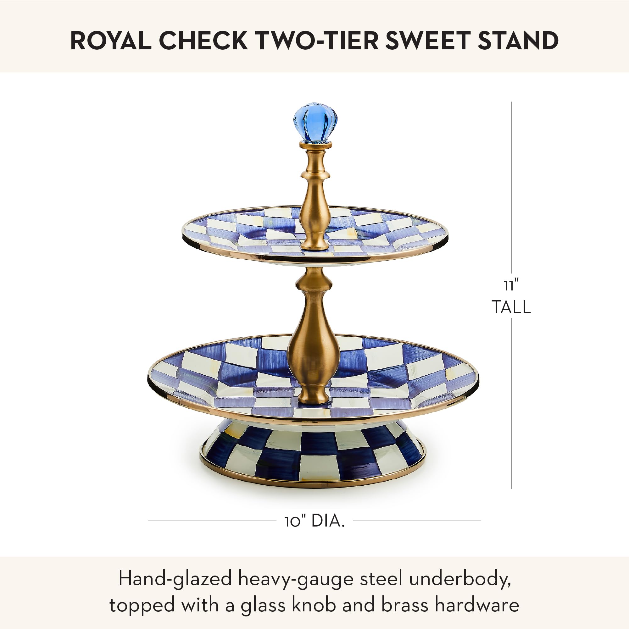 MacKenzie-Childsコートリーチェック柄2段式サービングスタンド Amazon.com | MACKENZIE-CHILDS Enamel Two-Tier Sweet Stand, Two