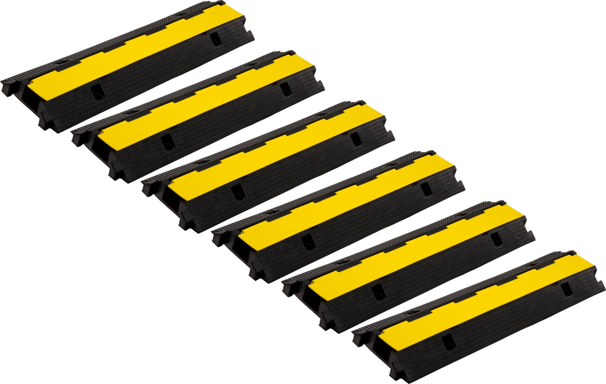 6X Pronomic Protector 1-100L Kabelbrücke 1-Kanal mit Steckverbindung 100 x 26 x 7 cm - Kabelkanal aus Kunststoff für Veranstaltungen - Kabel Überfahrschutz für Boden - Schwarz/Gelb