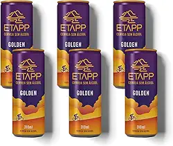 Cerveja ETAPP Golden Sem Álcool, 310ml, Artesanal, Leve, Equilibrada, Frescor Natural, Notas Florais, Refrescante e Saborosa, Ideal para Pós-Treino (6 Latas)