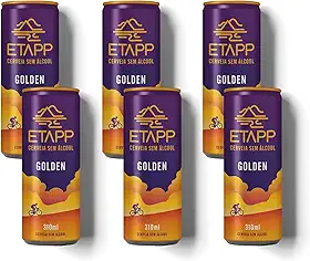 Cerveja ETAPP Golden Sem Álcool, 310ml, Artesanal, Leve, Equilibrada, Frescor Natural, Notas Florais, Refrescante e Saborosa, Ideal para Pós-Treino (6 Latas)