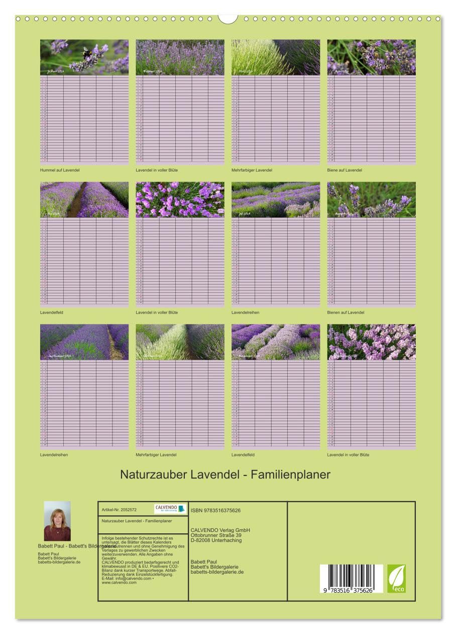 Naturzauber Lavendel - Familienplaner (hochwertiger Premium Wandkalender 2026 DIN A2 hoch), Kunstdruck in Hochglanz: Lavendel in England mit unterschiedlichen Farbnuancen. (CALVENDO Natur)