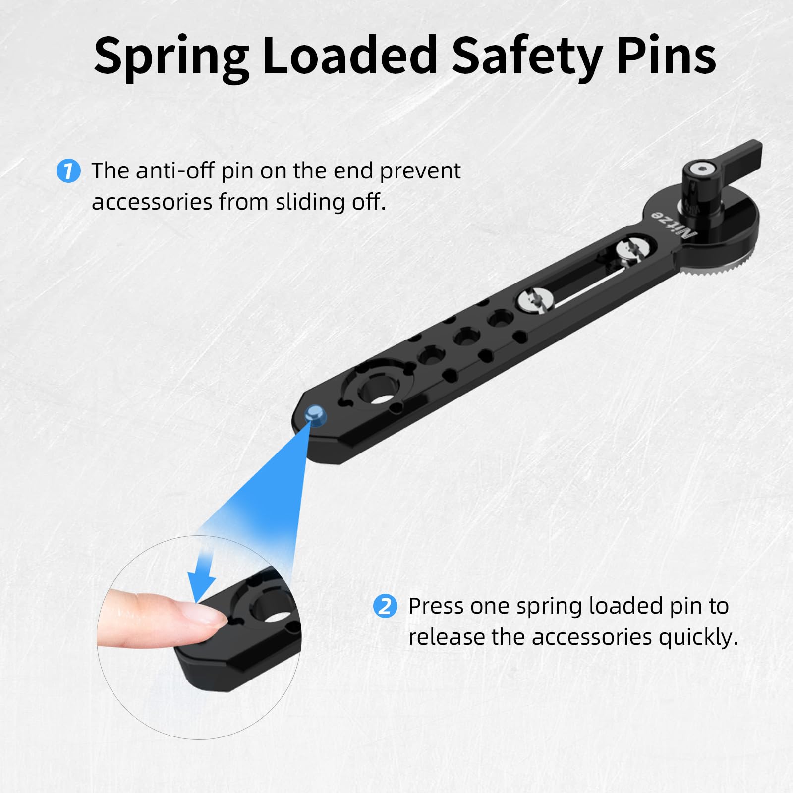 Nitze NATO Rail con ARRI Rosette, Cierre Rápido NATO Riel Aleación Aluminio con Anti-Off Pin y Varios Puntos Montaje, Compatible con Soporte de Monitor, EVF (5"/127) - N49-NR5