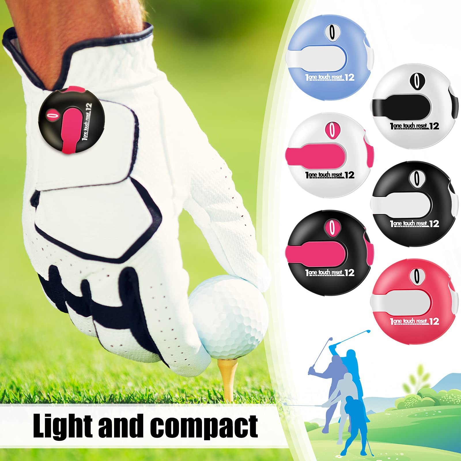 Contador de Puntuación de Golf Mini Clicker 12 Puntos Accesorios Scorekeeper 1.2 Pulg.