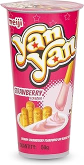 meiji Yan Yan Biscuits (Pack Of 10, Strawberry),Refined Wheat Flour,Milk Solids,50 Gram