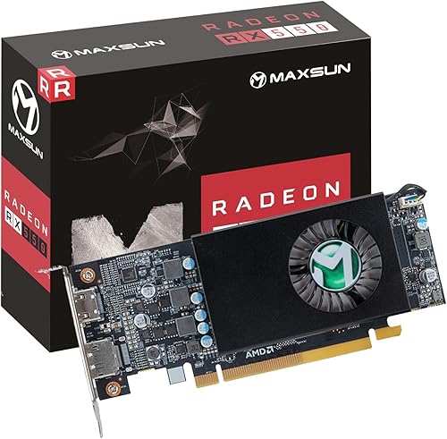 MAXSUN AMD Radeon RX 550 - Tarjeta gráfica de video de factor de forma pequeño de perfil bajo de 4 GB para computadora de juegos PC GPU GDDR5 ITX