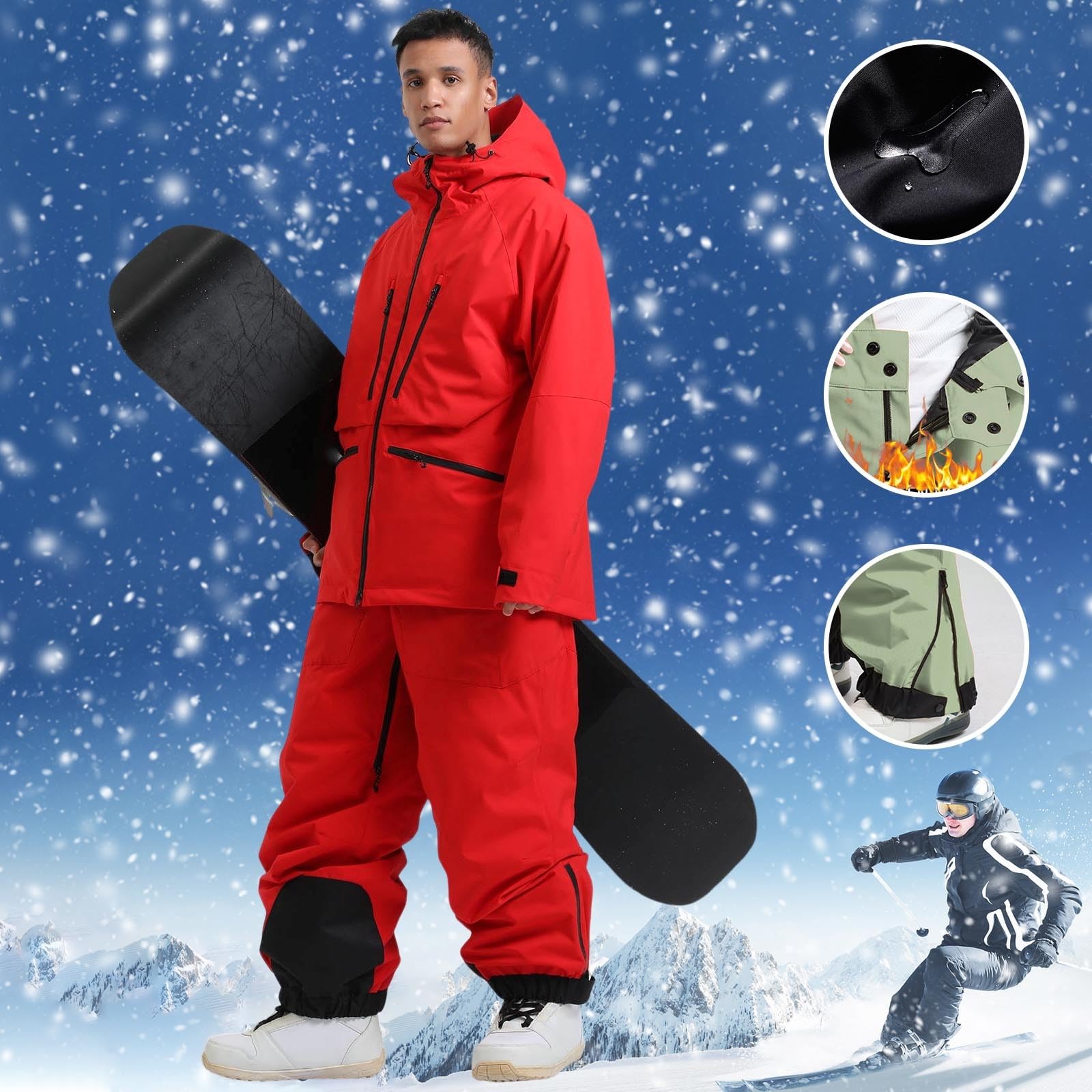 Sunnyuk Tuta Snowboard Uomo Completo Termico Intera Tuta Taglie Forti Elegante Salopette da Sci Montagna Impermeabili Curvy da Neve Invernale