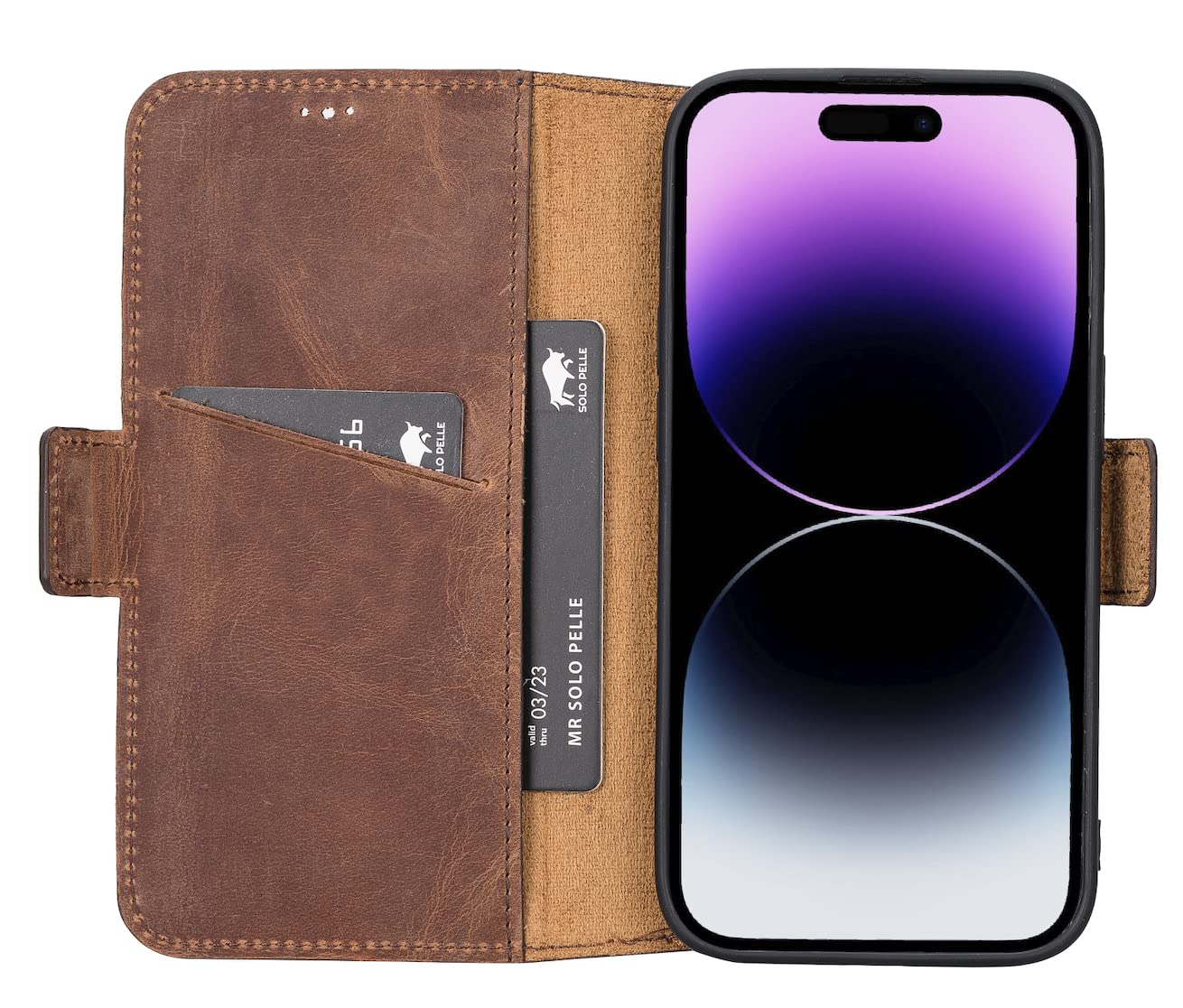 Custodia per iPhone 14 Pro, in pelle di alta qualità, con