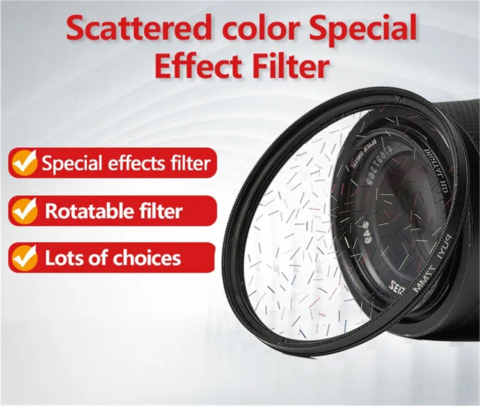 Kolorowy filtr rozpraszający światło gwiazdy - specjalny filtr gwiazdkowy do aparatu - szczotkowane błyszczące szkło akcesoria (Whith 55 mm adapter)