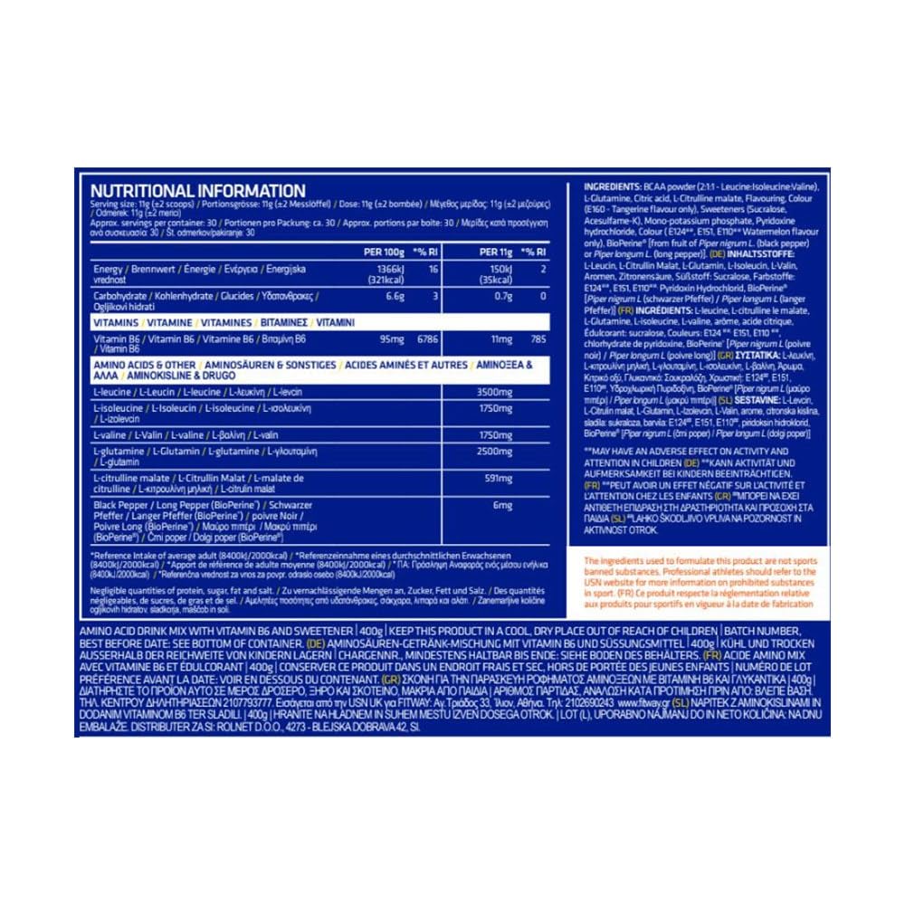 USN - Bcaa Power Punch (400 G) - BCAA - Arricchito con glutamina e vitamina B6 - Anguria