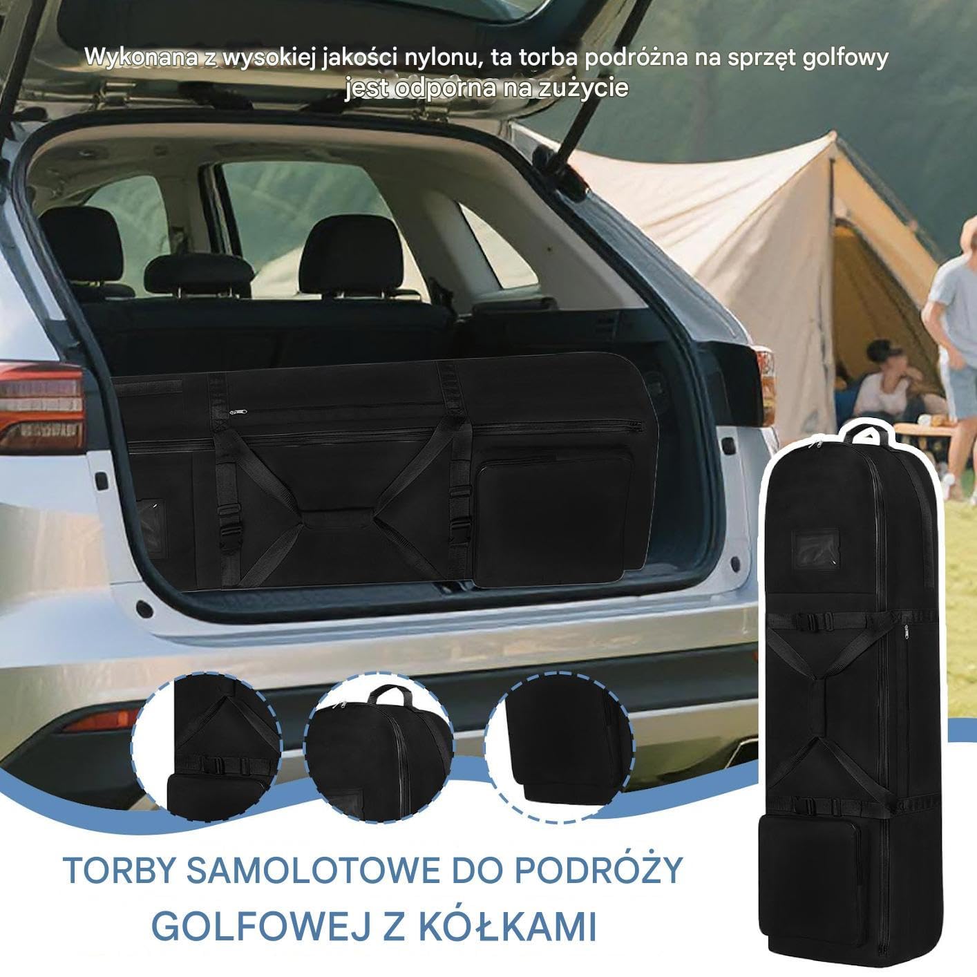 Torba Podróżna Do Golfa Wodoodporny Duży Z Kółkami I Rękojeścią