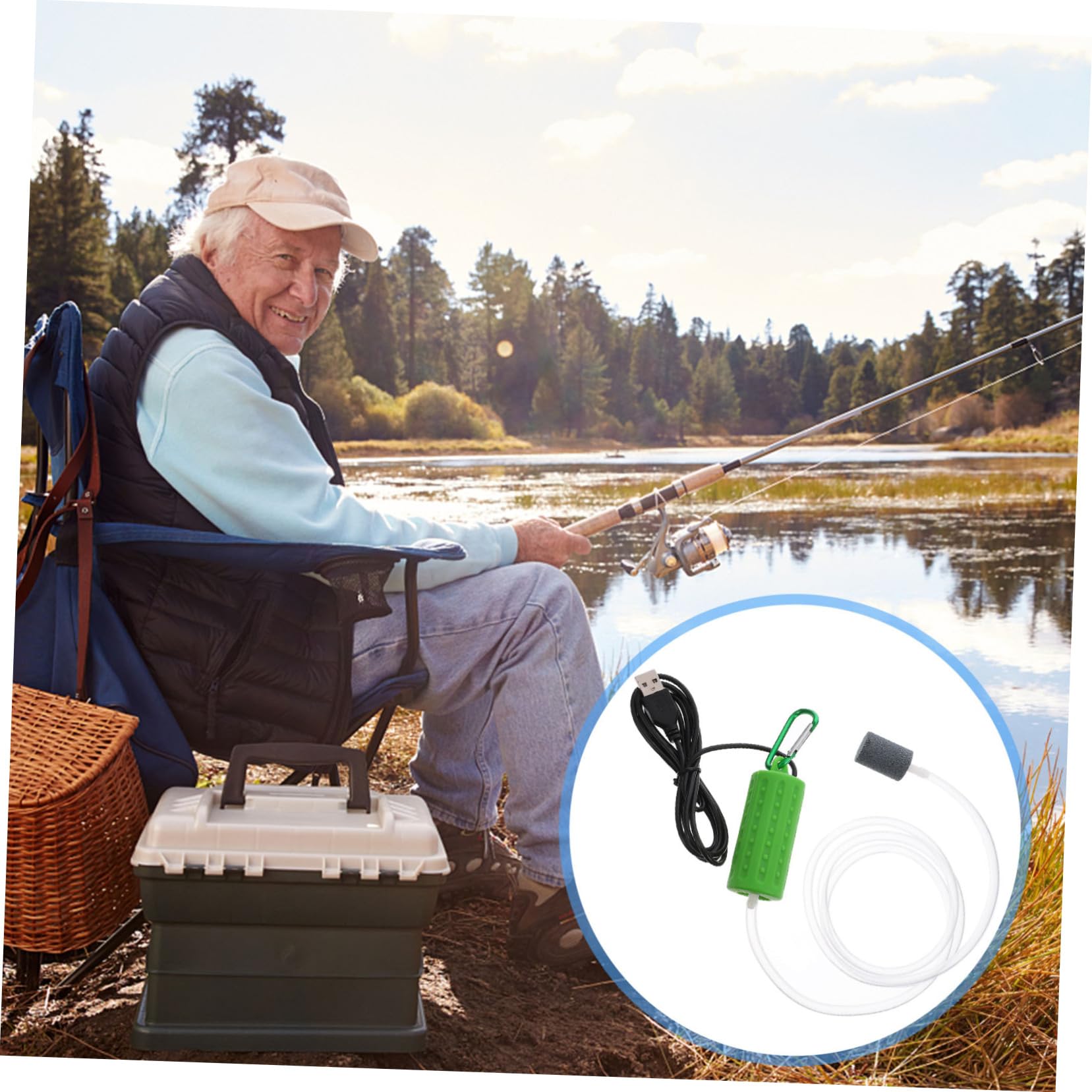 HEMOTON Mini Portable Oxygen Air Pump for Aquarium Silent Fish Tank Lightweight Durable for Outdoor Fishing Rechargeable Efficient Air Bubble Distribution