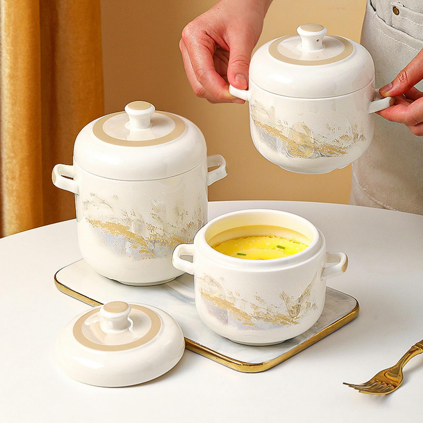 Pot à ragoût en argile émaillée pour la maison, vaisselle chinoise simple et durable – 10 paires de baguettes en céramique
