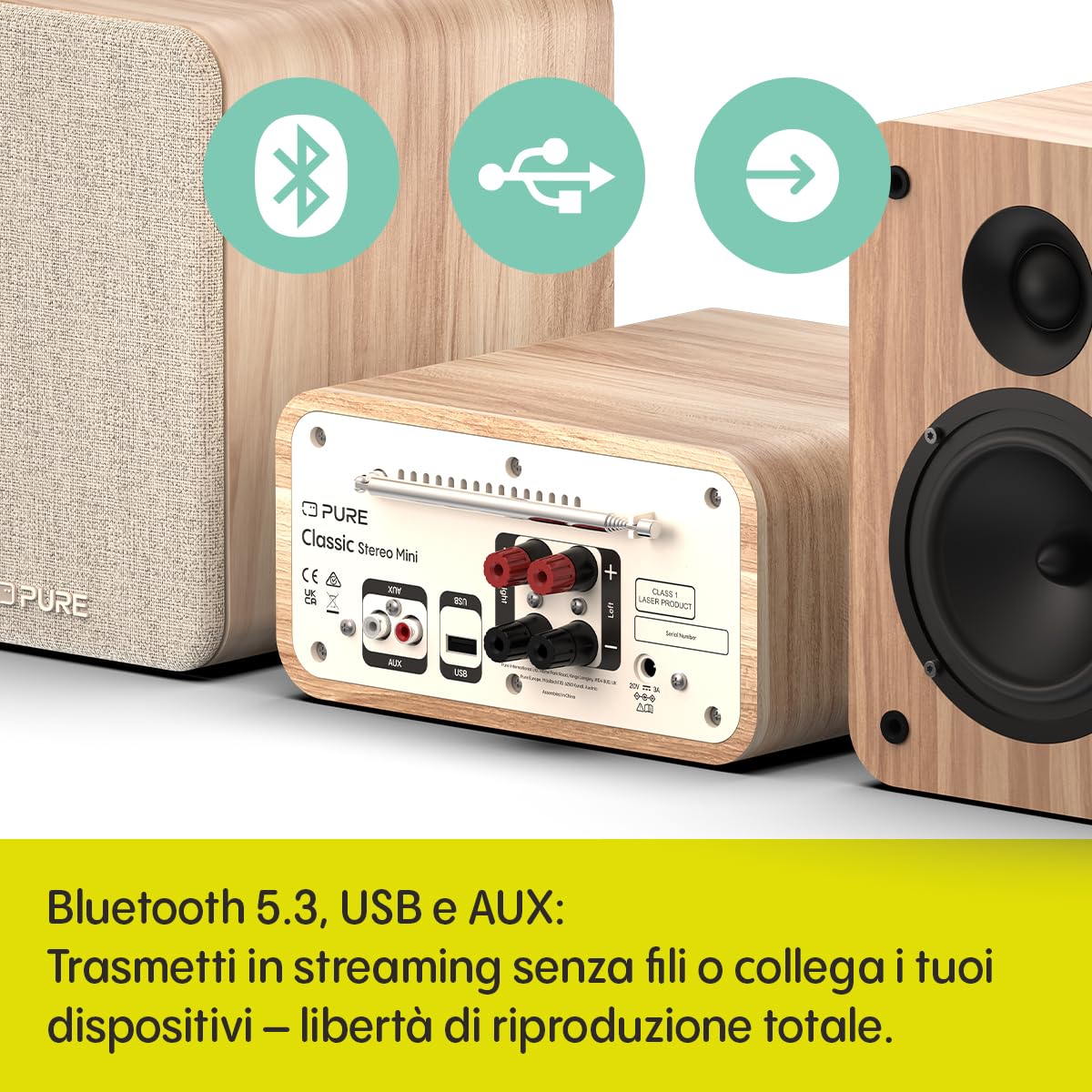 Compatti Mini Stereo Bluetooth Hi Fi 254591 CLASSIC Cotone Bianco