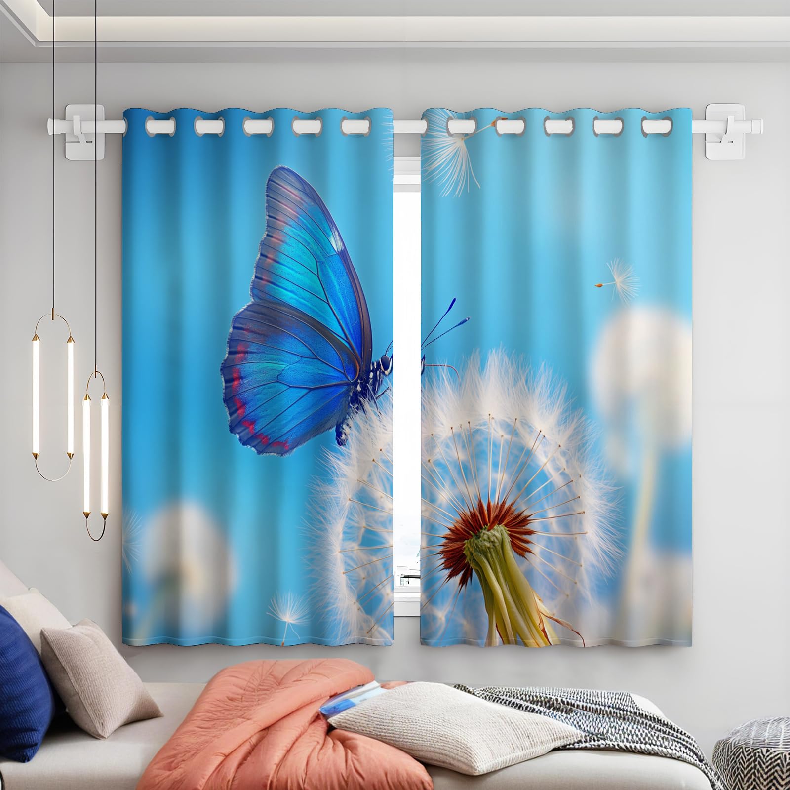Rideaux anti bruit décoratif pour salon moderne et cuisine avec motifs pissenlit