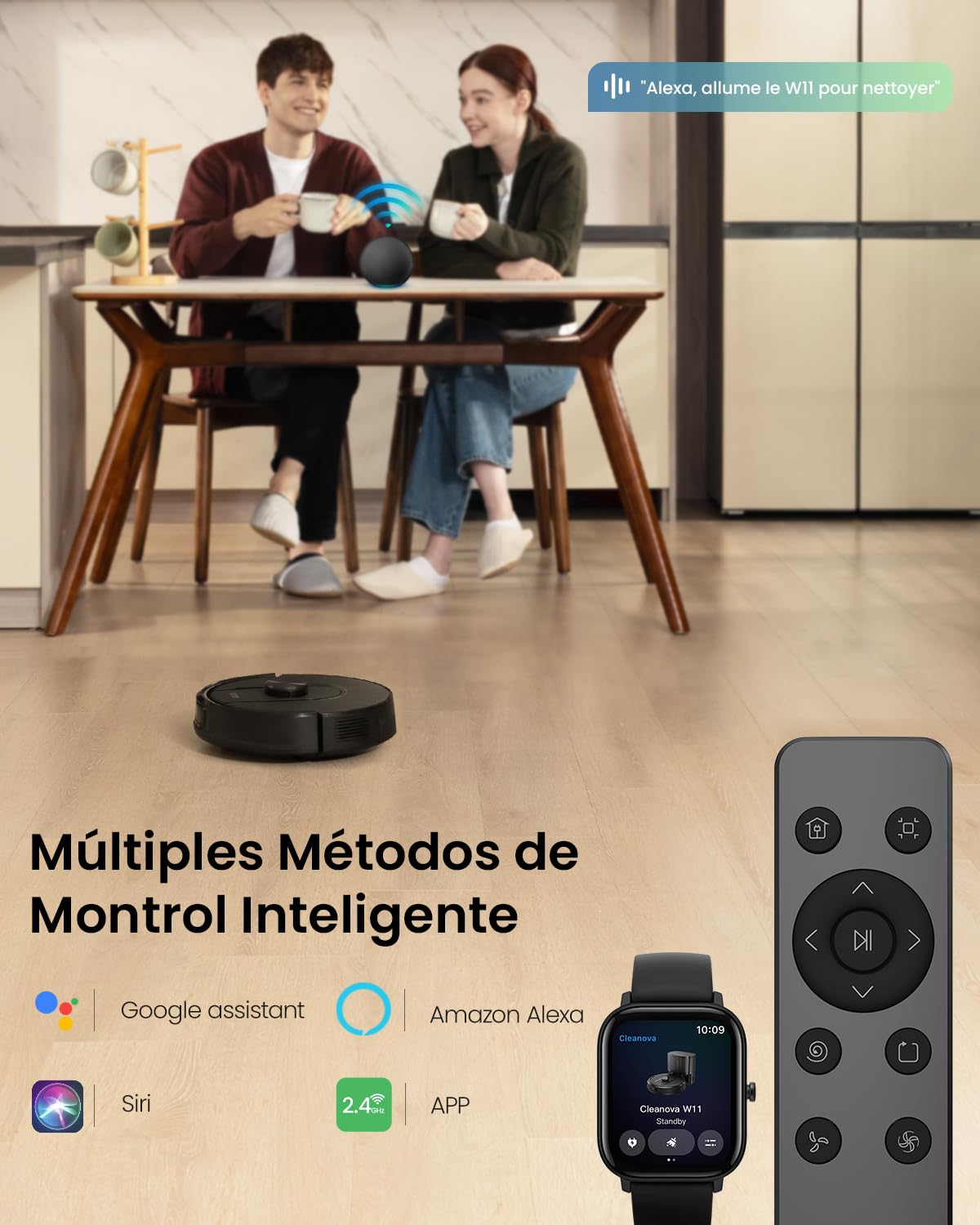 Vexilar W11 Robot Aspirador y Fregasuelos con Potente Succión 6000Pa, Robot Aspirador con Sistema de Navegación Láser Inteligente, Mapeo Inteligente, Base Autovaciado, Negro