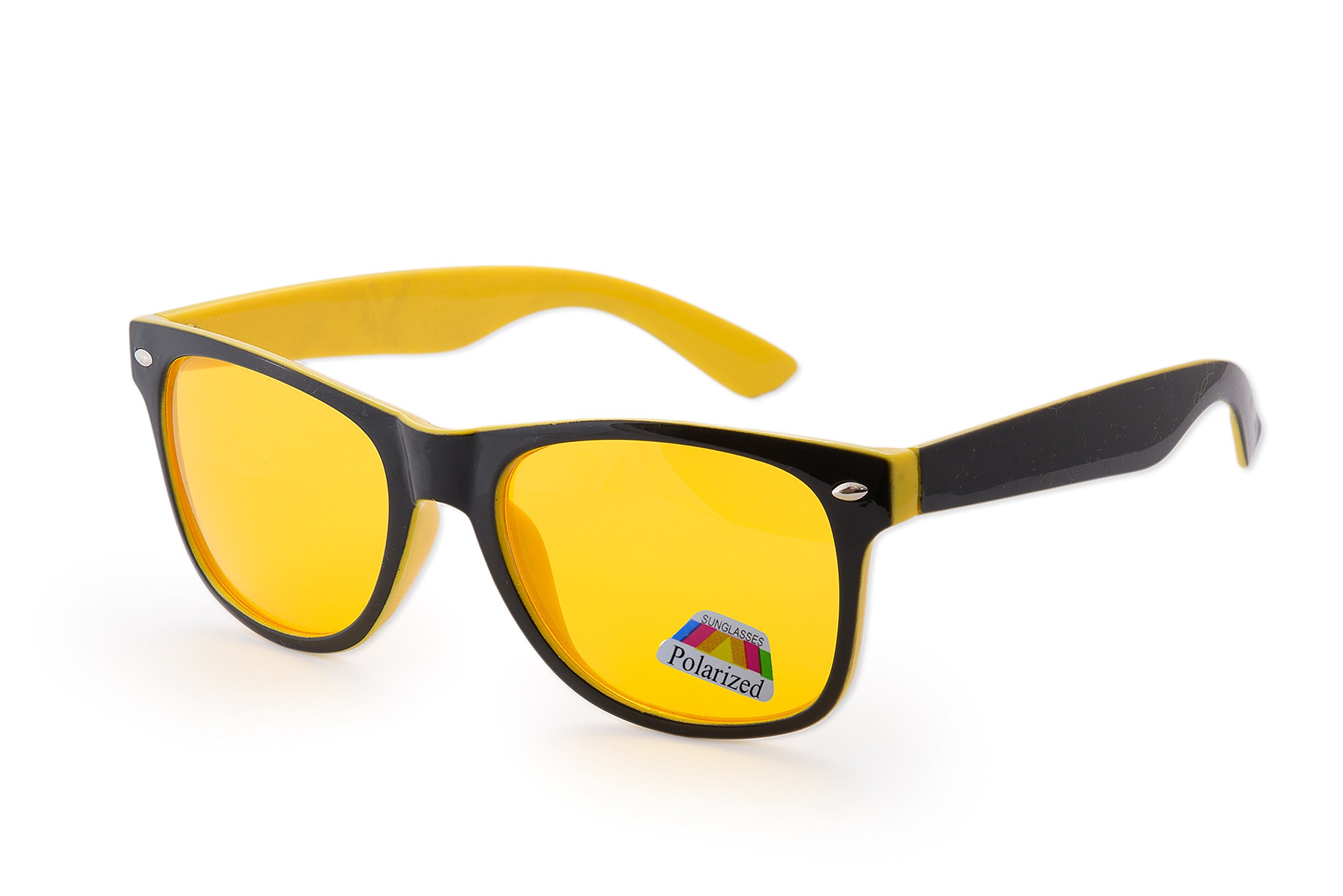 Morefaz Unisex Night and Day Vision Driving Glasses Polarized Poor Weather Conditions Drivers UK (Yellow Black Polarized)