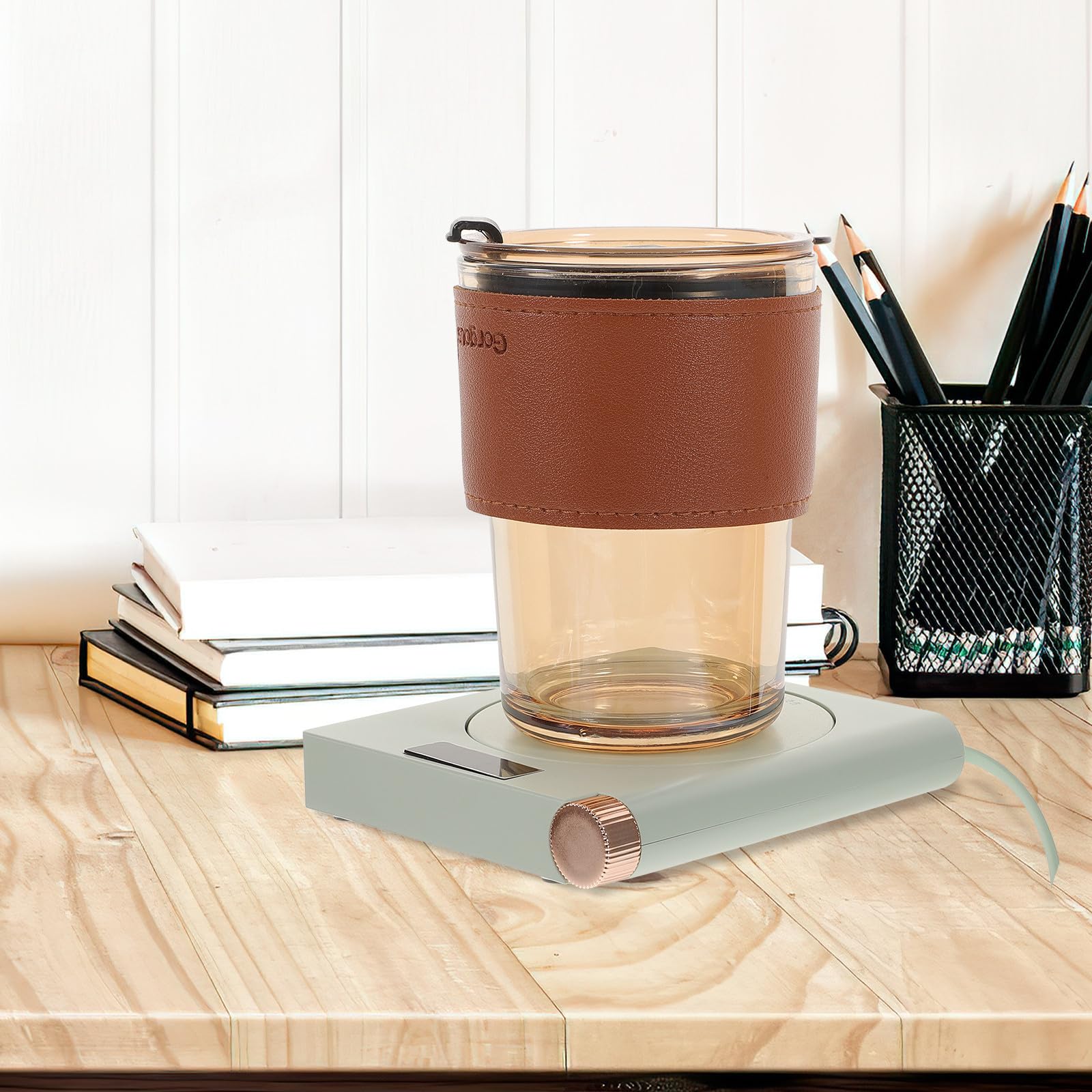 CRAFTHROU Scalda Tazza Elettrico Controllo Temperatura Intelligente e Spegnimento Automatico, Alimentazione USB 5v, Materiale Plastico e Metallo, per Ufficio e Casa