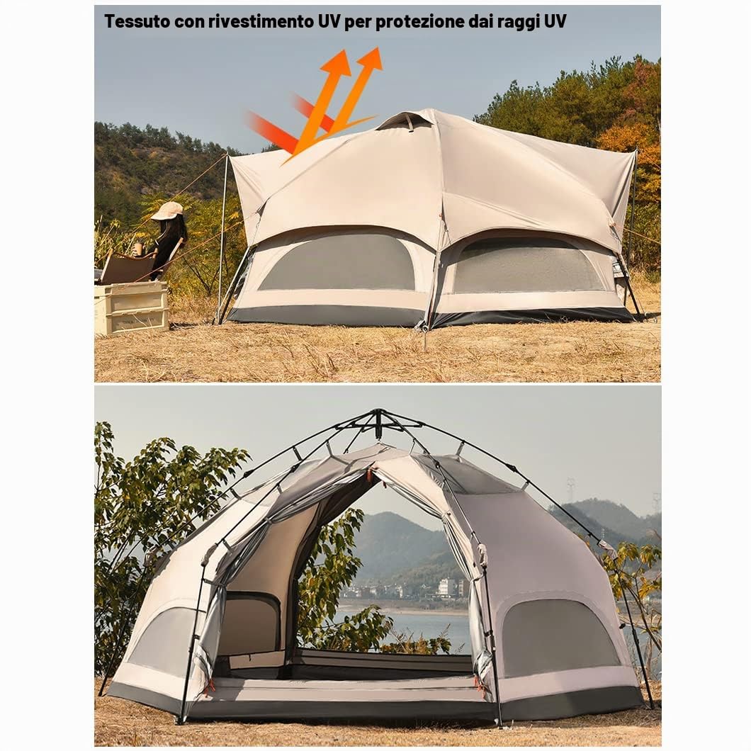Tenda Glamping Yurta Impermeabile | Pop-up Grande Portatile | Cabina Istantanea per 4-8 Persone | Teepee a Campana a Doppio Strato 4 Stagioni per Adulti