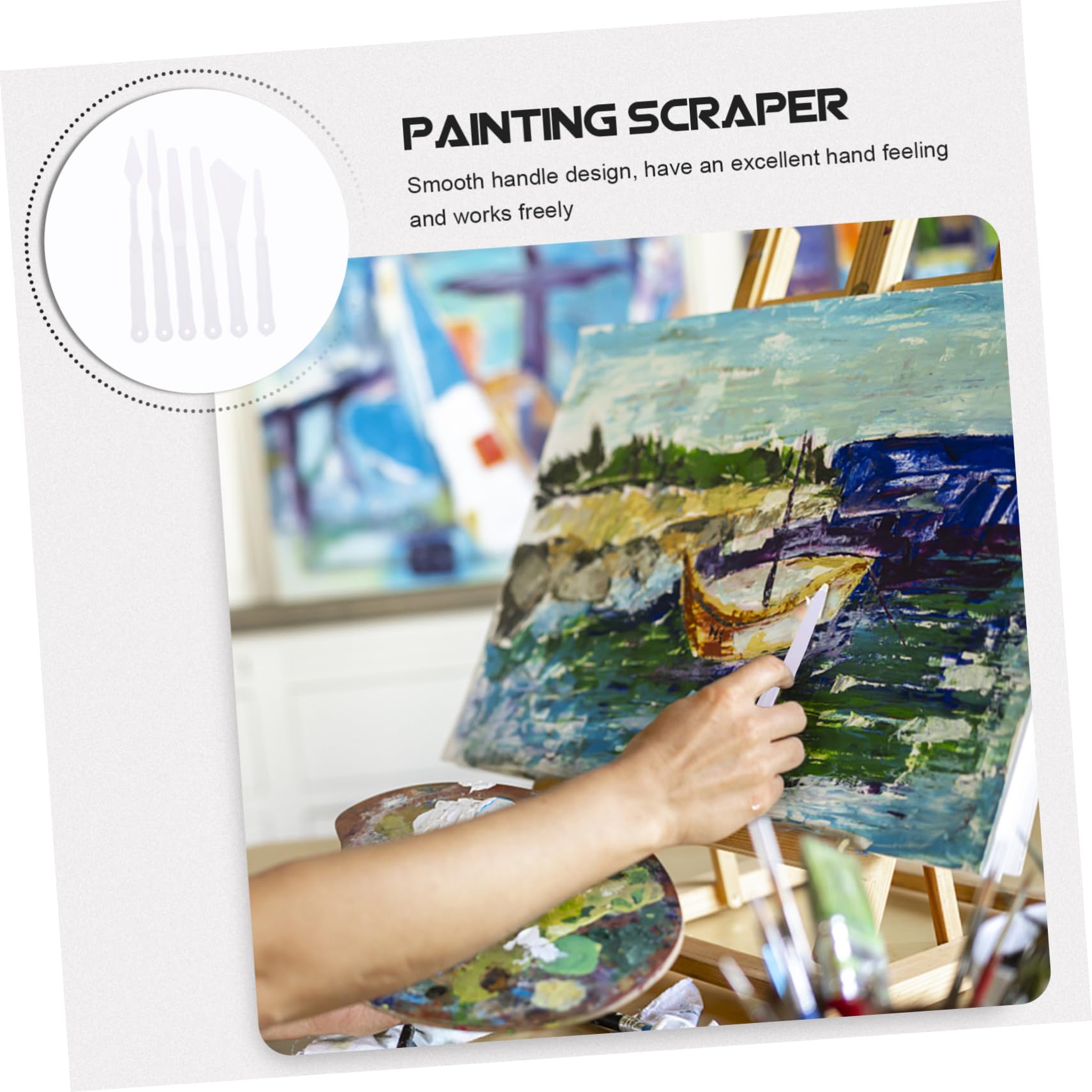 jojofuny 5 Set Spatole Pittura Miscelazione Vernice Raschietti Per Olio Lungo Ergonomico Per E Decorazioni 30 Pezzi*5