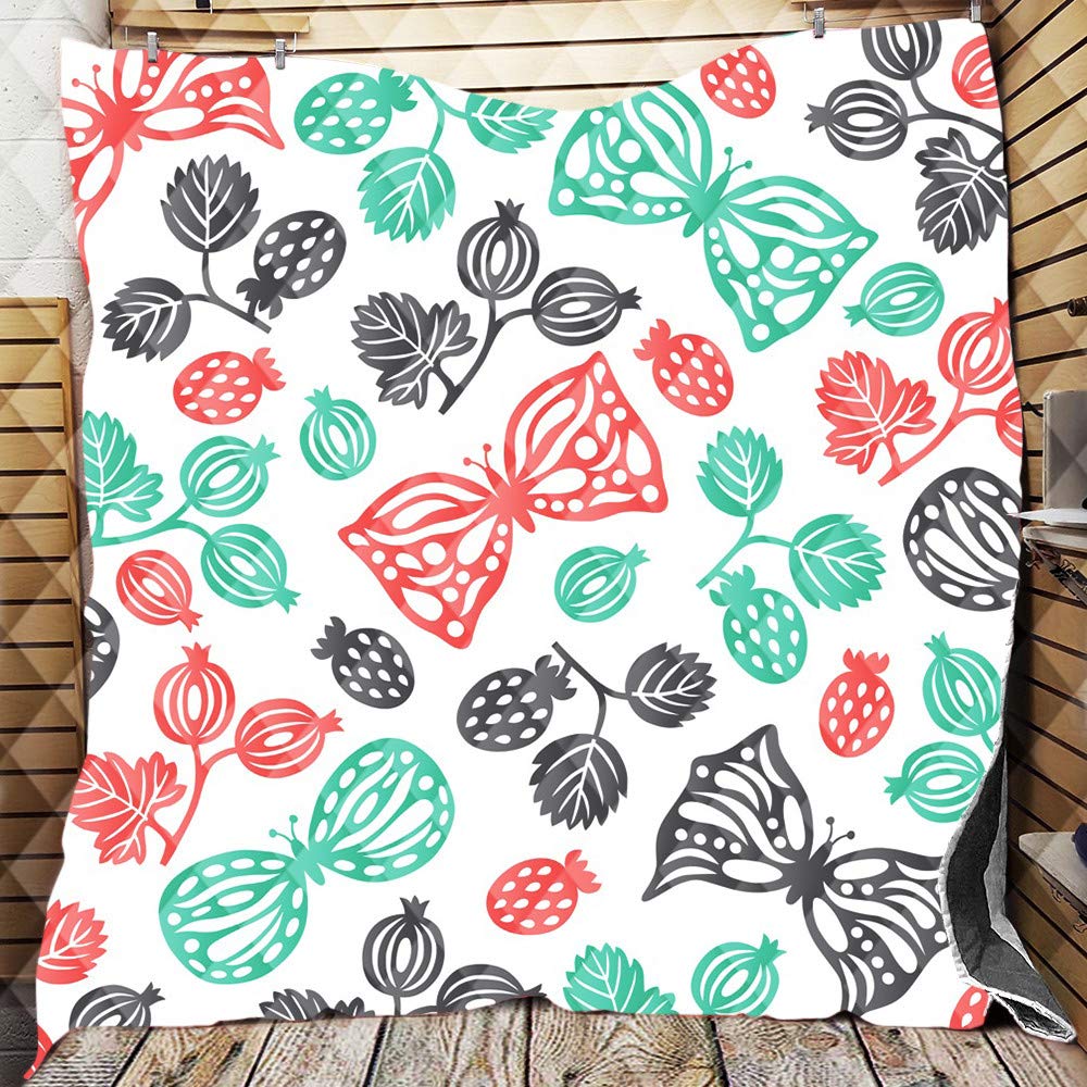 Fansu Colcha Acolchada Fina Suave Cubrecama Rellenos Finos Toda Temporada Edredón Estampada Colchas Bouti Cama 90/135/150, Impresión de Patrones Simple Manta para Sofa (Mariposa roja,226 * 260cm)