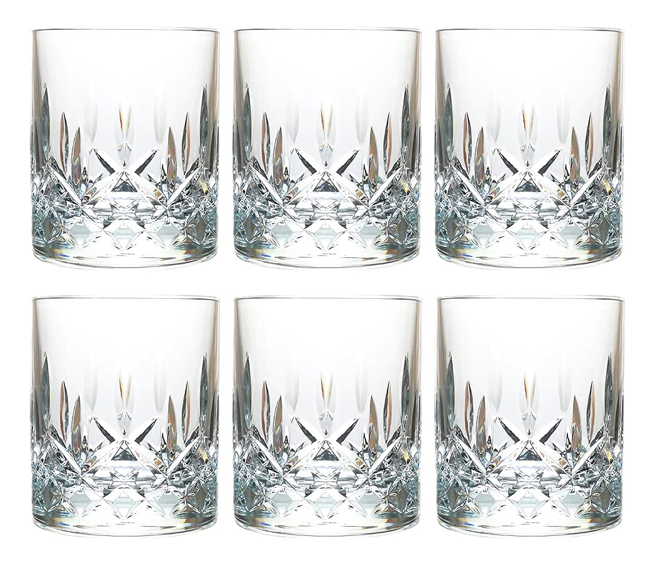 VEILEDGEM[Look Like Glass 9 oz Set of 6 Tritan Plastic Drinking Glasses, Dishwasher Safe, BPA Free, Unbreakable, Juice Glasses, Acrylic Glasses, Reusable Highball Water Glasses
