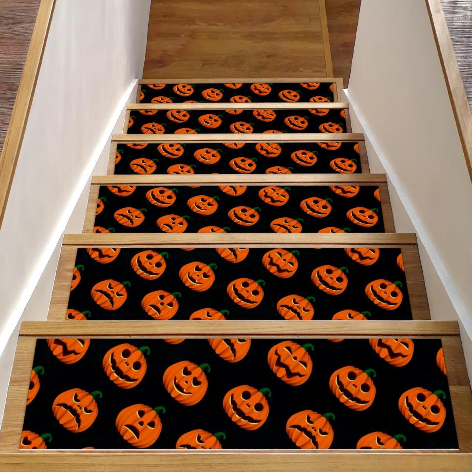 Alfombra para escaleras de Halloween de 20 x 76 cm con 15 peldaños autoadhesivos antideslizantes
