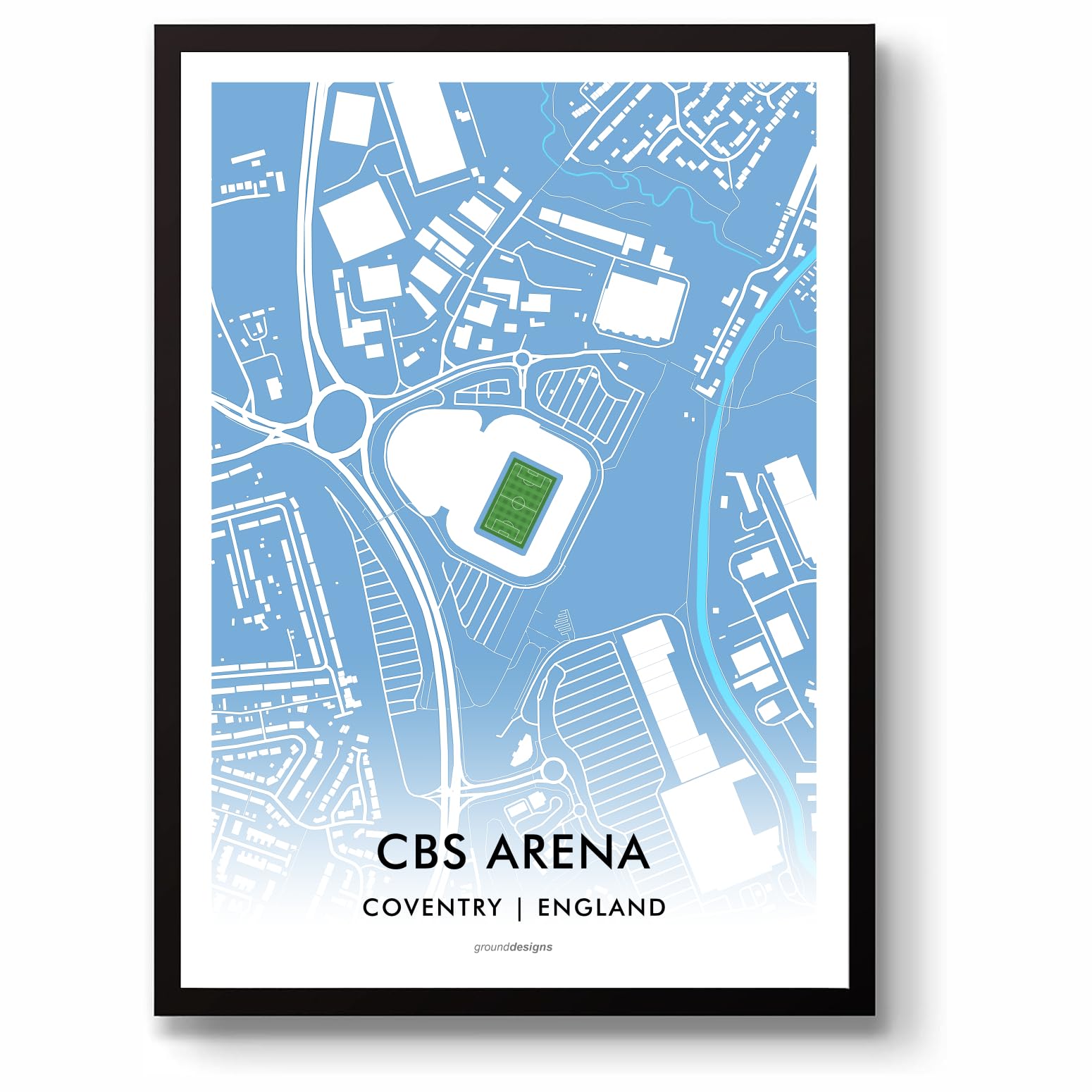 GroundDesigns COVENTRY CITY Football Gift CBS ARENA Stadium Art Map Unframed A3 Print PUSB