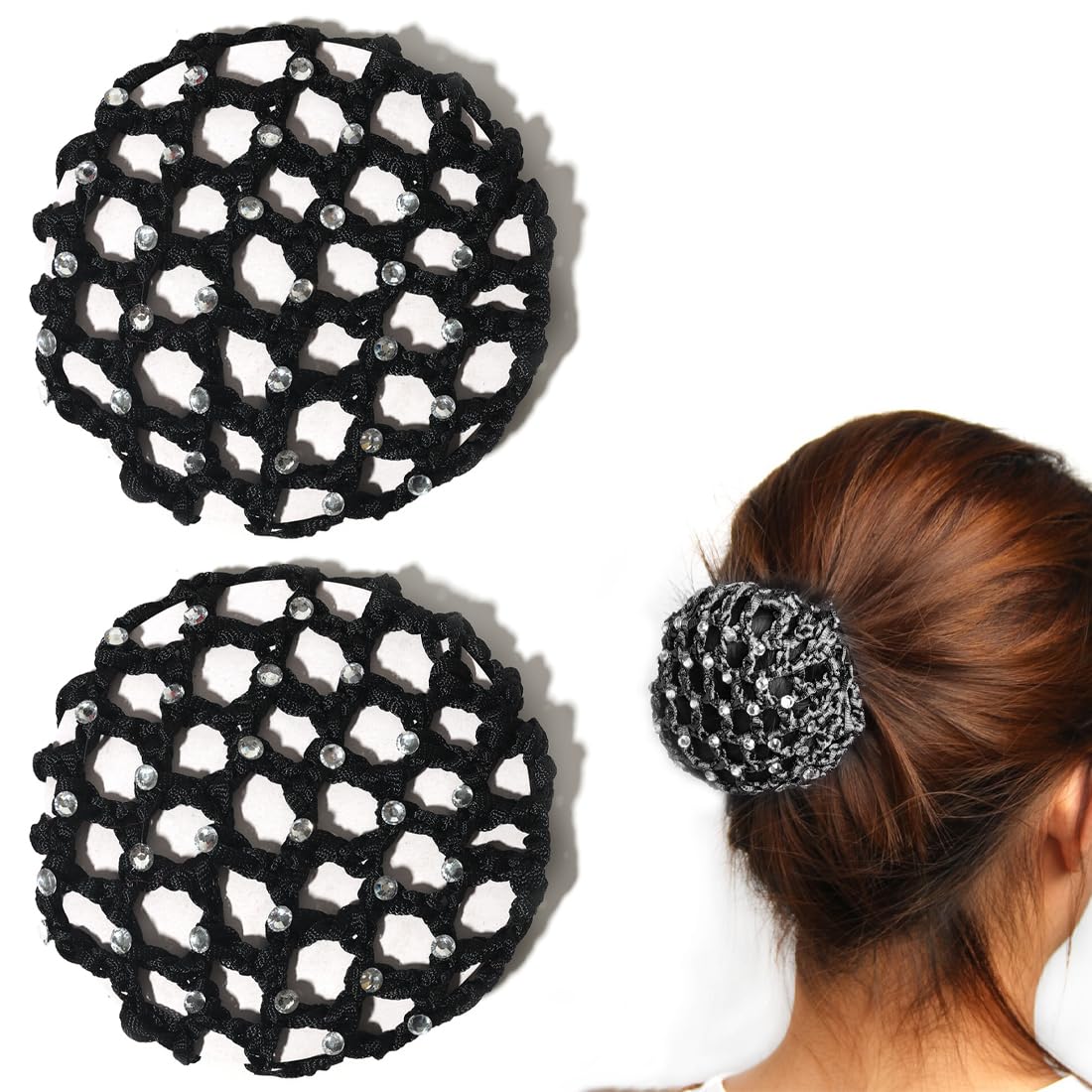 Retina per Capelli Chignon 2 Pezzi Nero – Invisibile, con Elastico per Danza, Balletto, Sport & Acconciature Perfette e Resistenti.