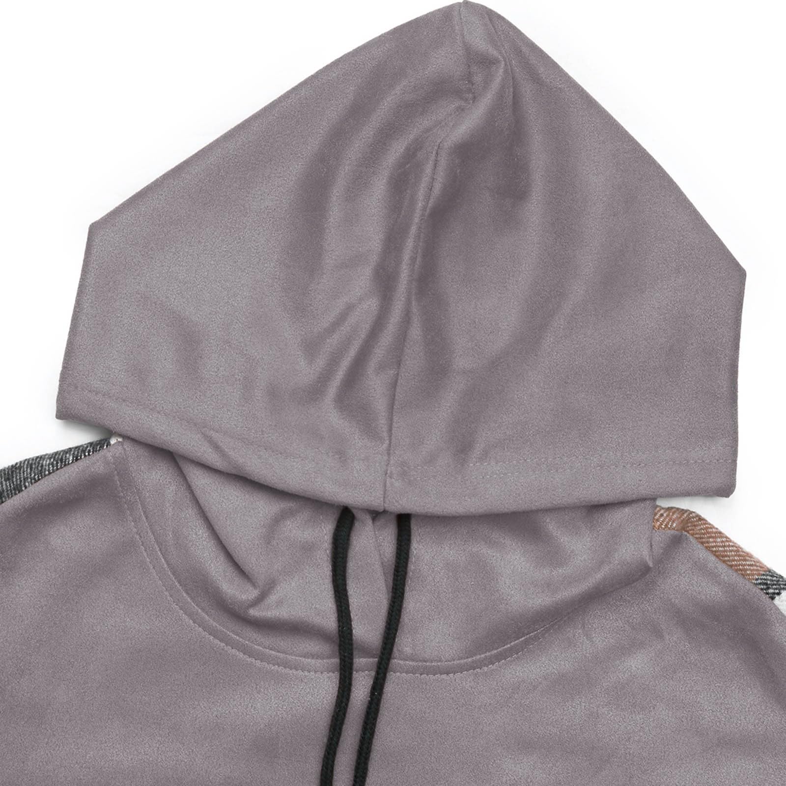Sudadera con Capucha de Polar Estilo Retro británico de Patchwork a Cuadros de Manga Larga con diseño Falso de Dos Piezas para