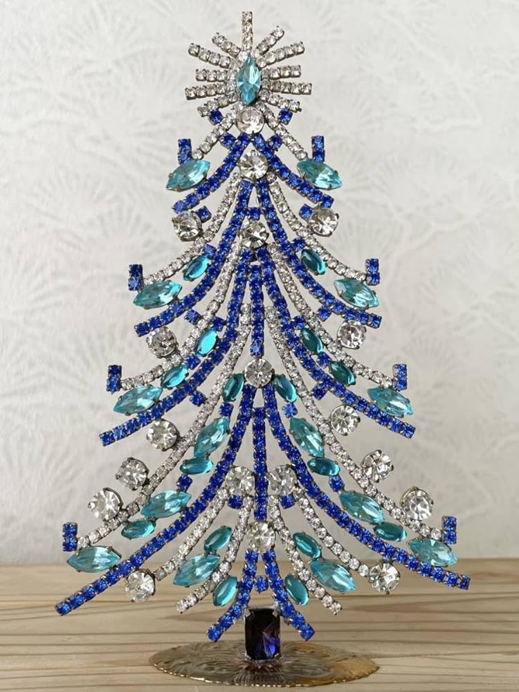 チェコ  ◆Husar.D ヴィンテージ クリスマスツリー 特大/チェコガラスツリー/Husar.D刻印/手作り/ブラウンブルー