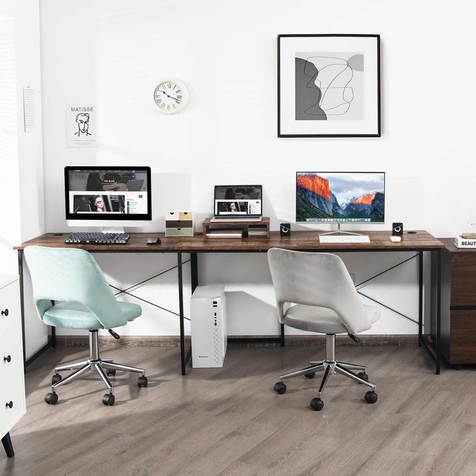 Flycity L-förmiger Eckschreibtisch Mit Drehbarem Regal - Home Office Büro