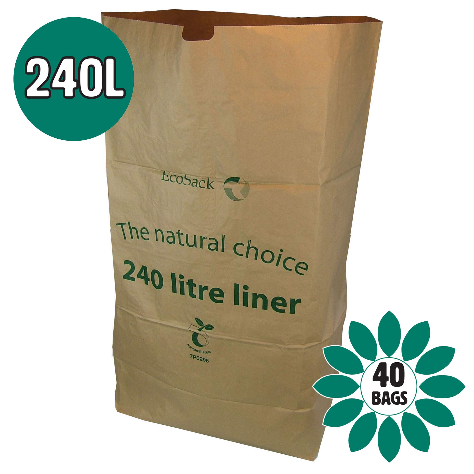 Buy 240 Litre x 40 Paper Compostable Wheelie Bin Liners Biodegradable