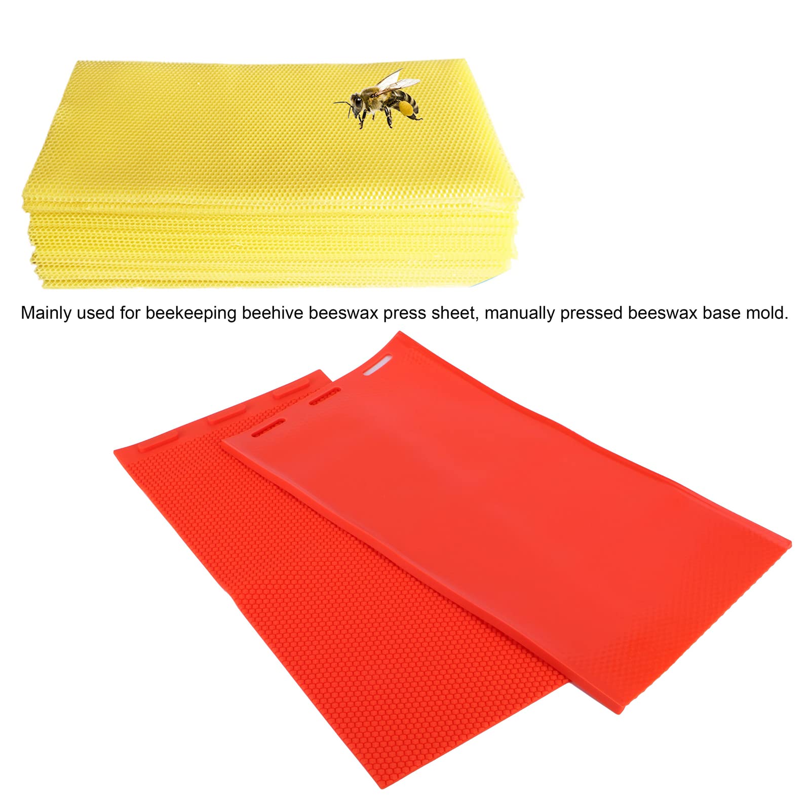 Bienenwachs Foundation Pressform, Gummi-Bienenwachsform, Flexible Bienenwaben Bienenwachs-Nestgründung, Bienenstockfundamentplatten Presswerkzeug für Imker, Presse-Prägemaschine, 2 Bleche