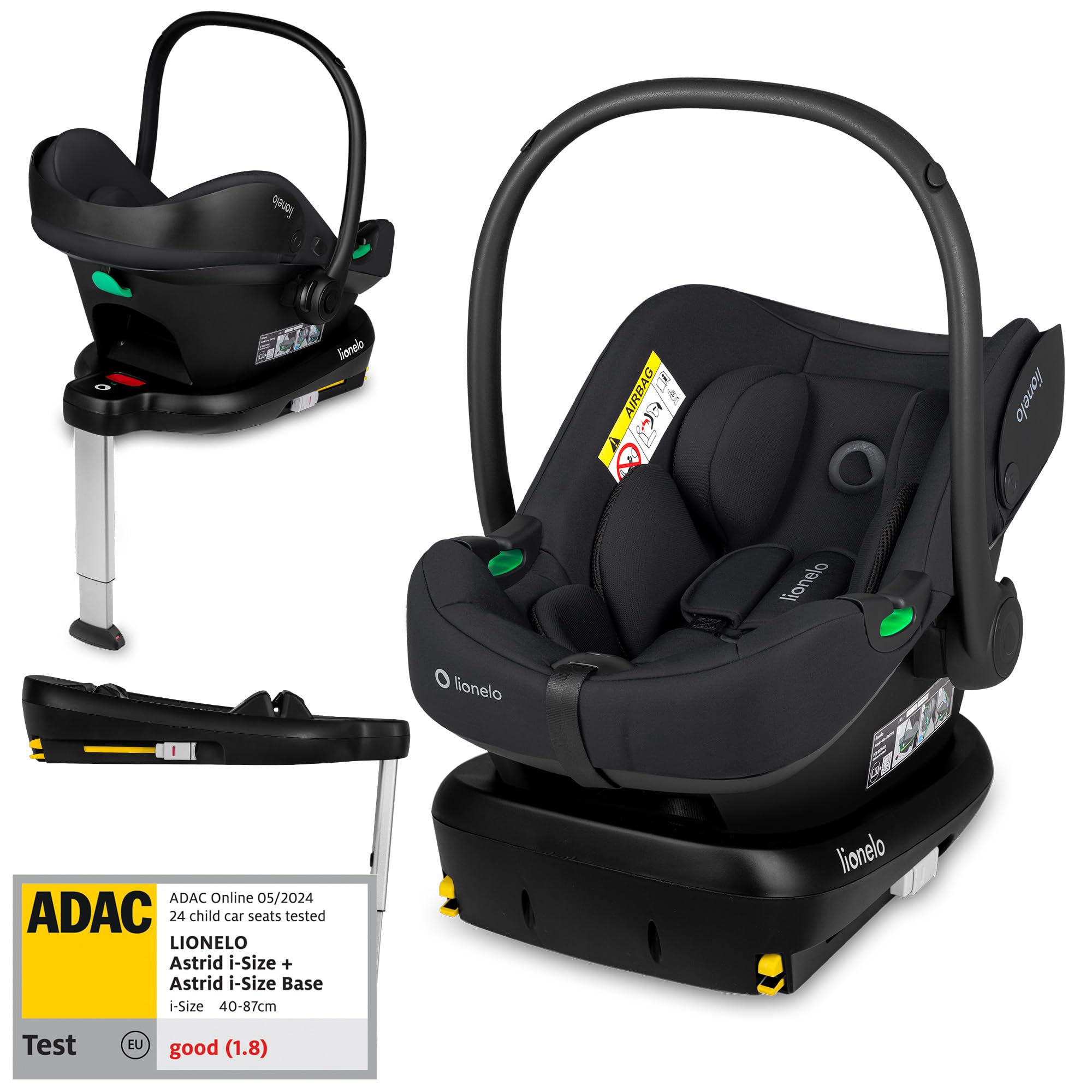 Lionelo ASTRID i-Size SET Siège Auto Enfant Avec Base (40-87 cm) ISOFIX | Cosy pour Bébé Montage ISOFIX, Ceinture de Sécurité à 3 Points Protection Latérale, Insert Dri-Seat