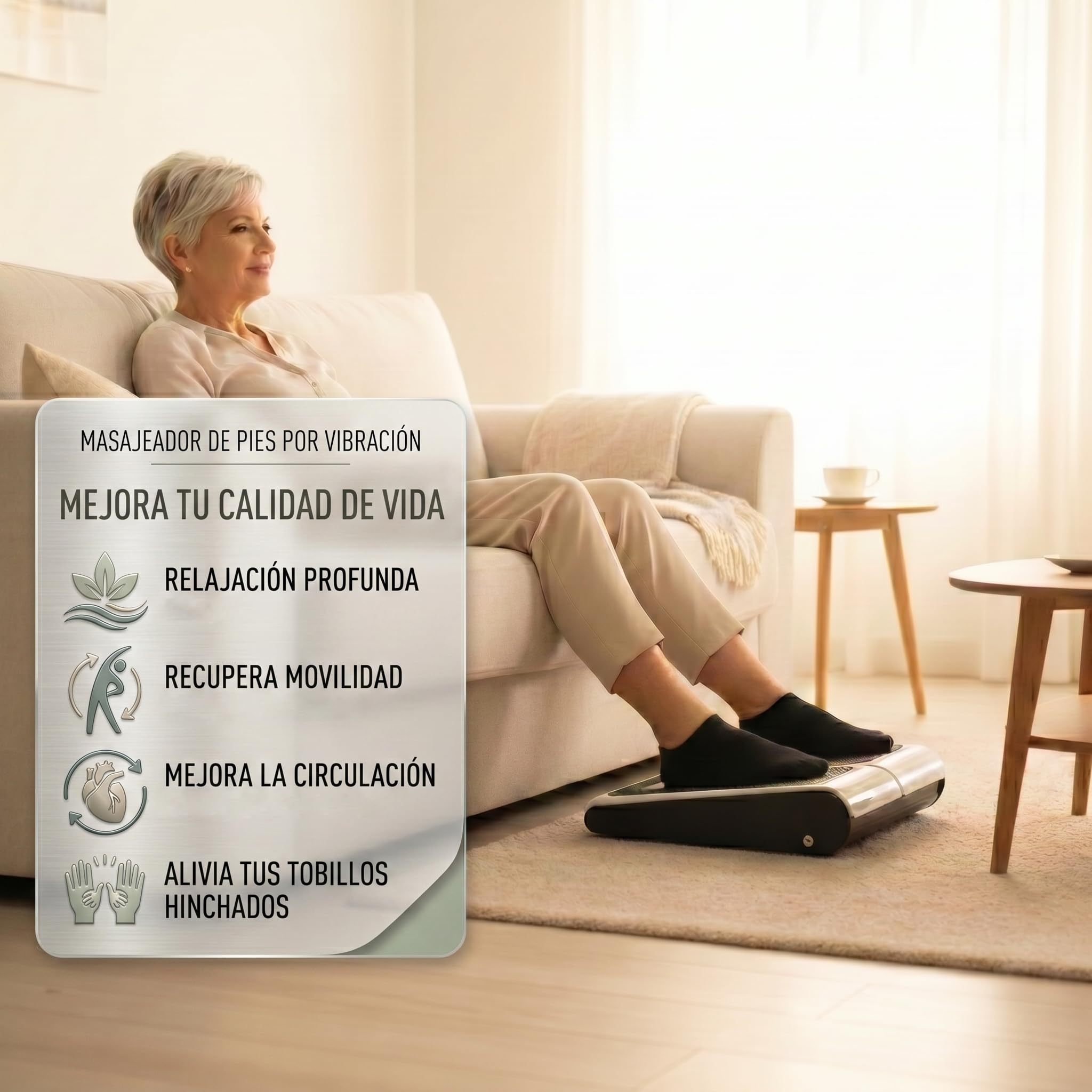 ECODE® Masajeador de Pies y Piernas con 10 Niveles de Vibración y Calor | Simulador de Pasos para Personas Mayores para Aliviar Dolor | Alivia Tobillos Hinchados