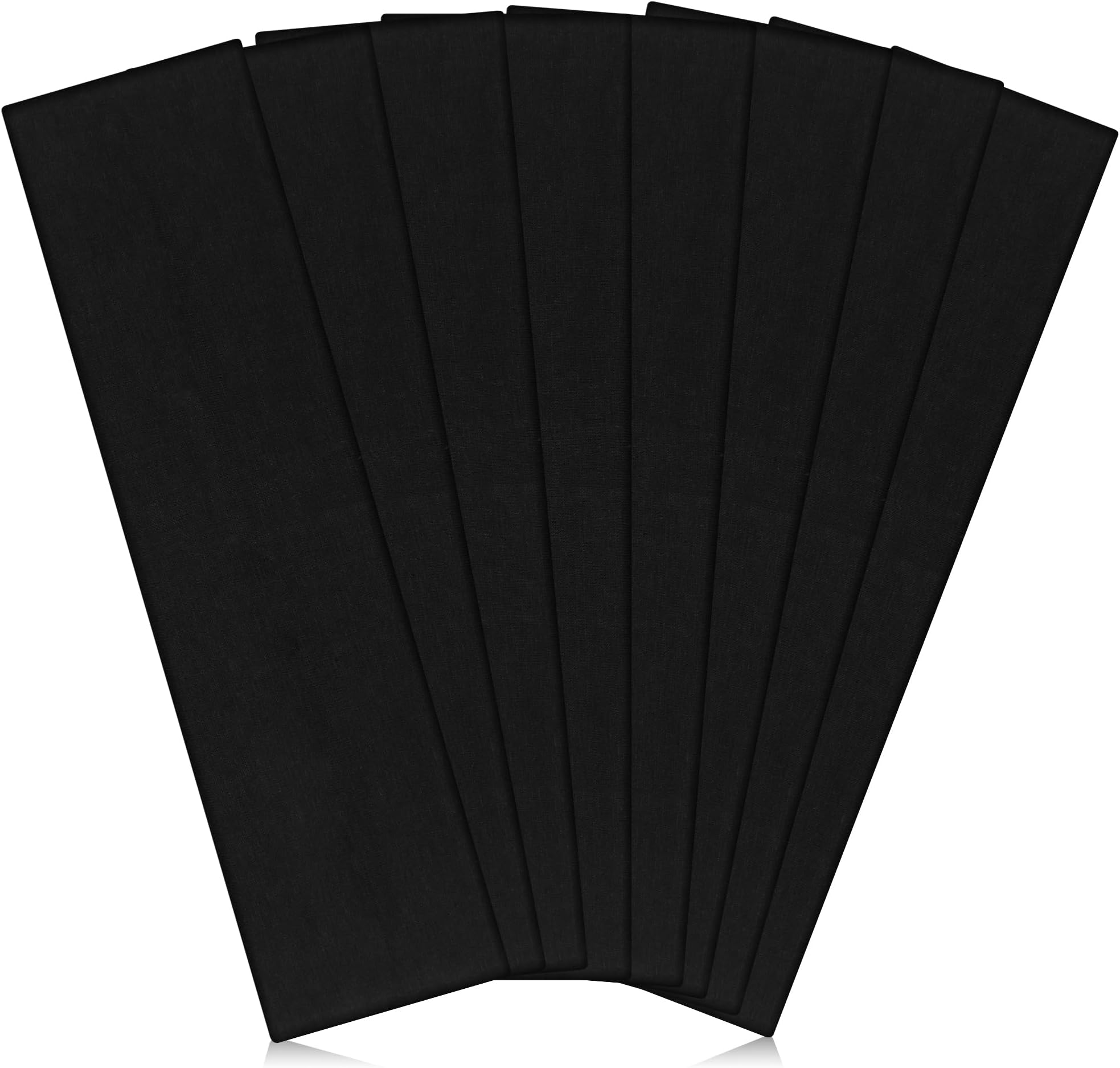 Headbands for Women Non Slip - Stylish Sports Hair Bands for Women's Hair - Soft Cotton Cloth Stretchy Headbands for Women for Yoga, Outdoor Exercise Running - 8 Pack, black