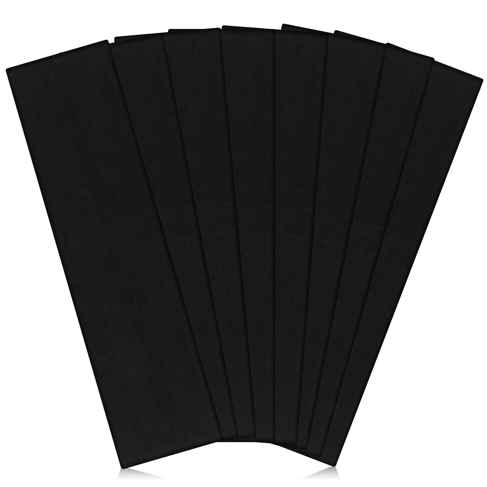 Headbands for Women Non Slip - Stylish Sports Hair Bands for Women's Hair - Soft Cotton Cloth Stretchy Headbands for Women for Yoga, Outdoor Exercise Running - 8 Pack, black