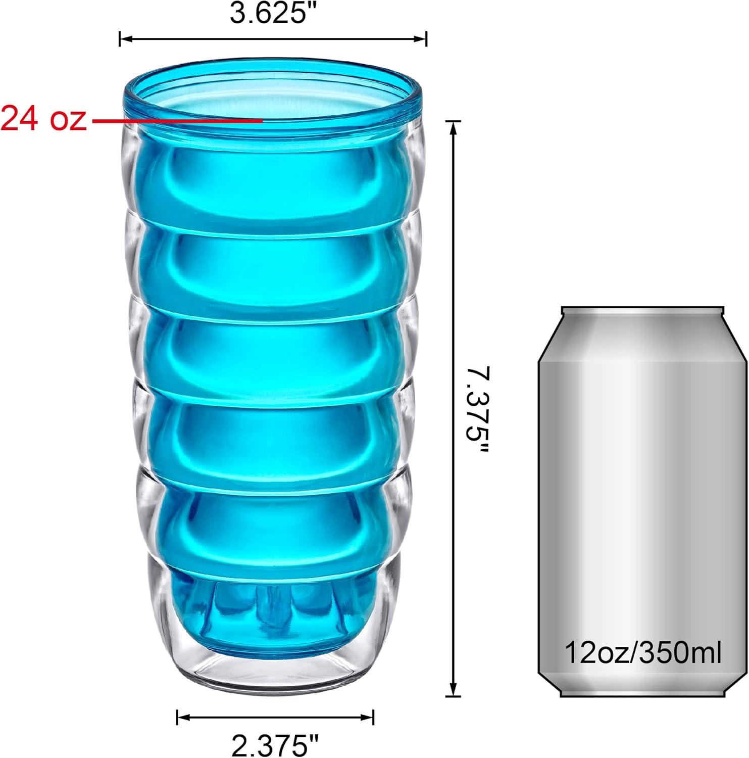 Amazing Abby - Arctic - 24-Ounce Insulated Plastic Tumblers (Set of 4), Double-Wall Plastic Drinking Glasses, Mixed-Color High-Balls, Reusable Cups, BPA-Free, Shatter-Proof, Dishwasher-Safe - Image 4