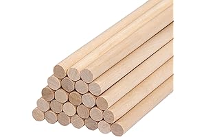 3/8" x 12" Macrame Wooden Sticks (25-Pack) | Unfinished Pine Hardwood Dowels...