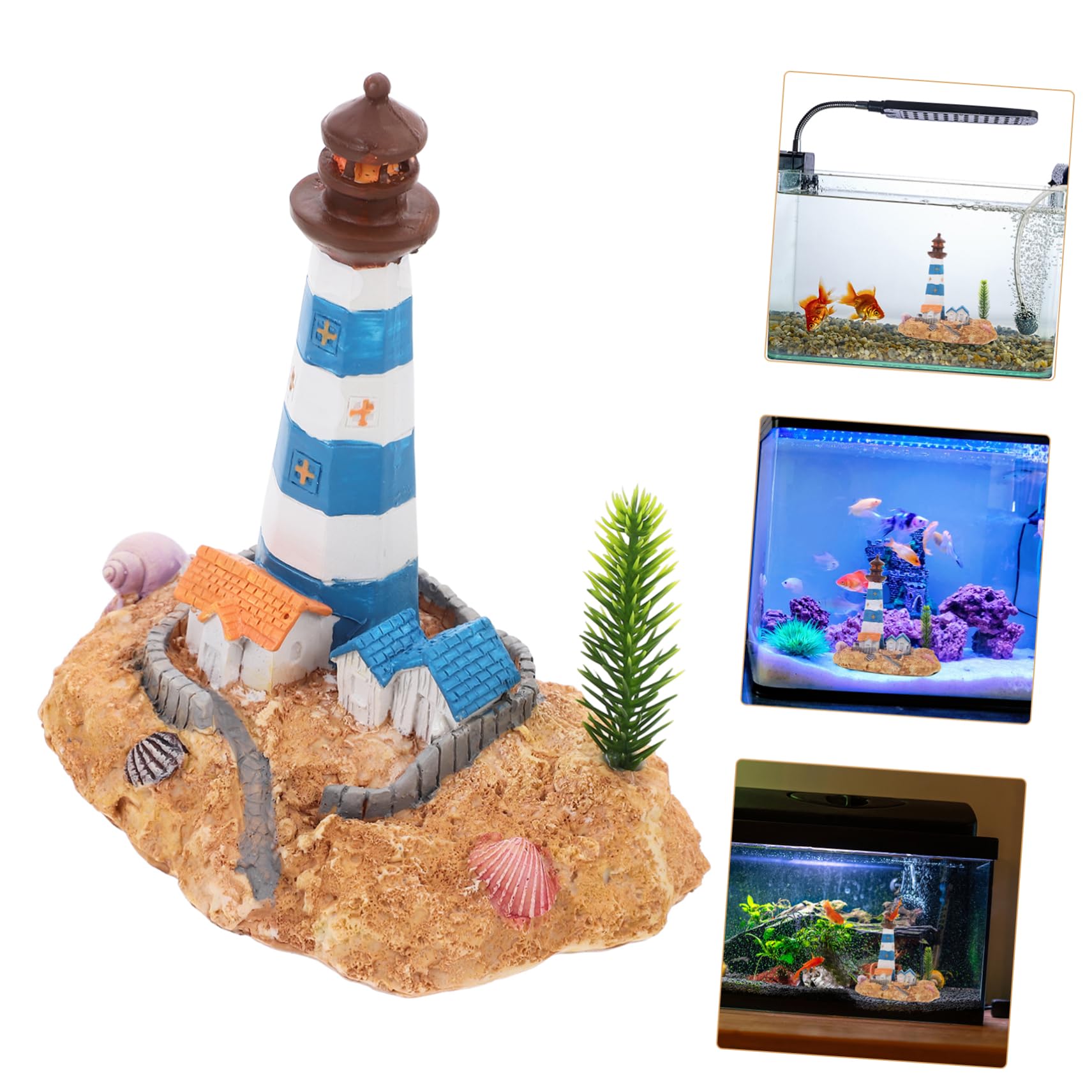 Cabilock 2 Pezzi Decorazione Per Acquario in Resina Faro Decor Paesaggio Piccola Adorabile Statuetta Da Collezione in Stile