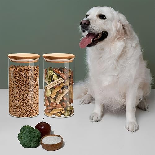 Miniatura 5 de Recipiente hermético de almacenamiento de vidrio con tapa de madera (40 onzas), recipiente transparente para almacenamiento de alimentos con tapa de