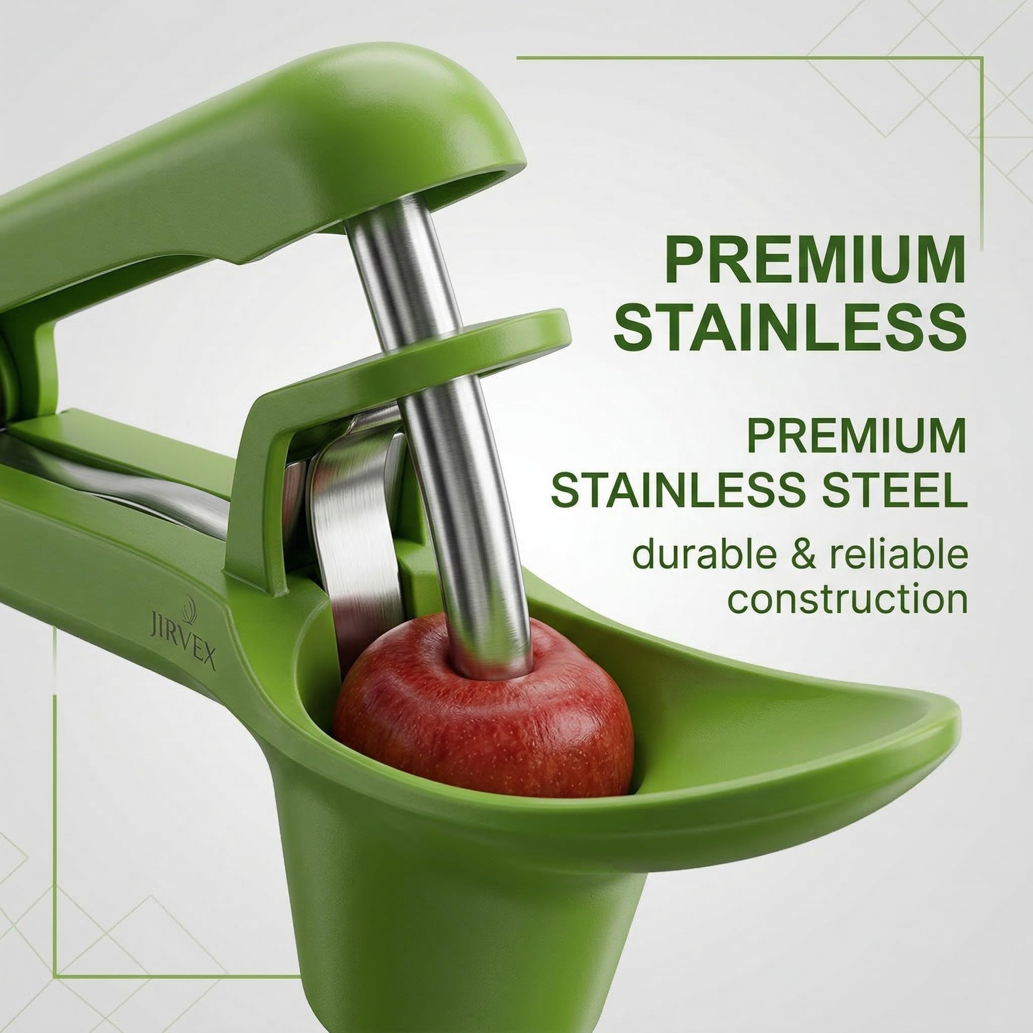 Deshuesador de cerezas de acero inoxidable, herramienta manual compacta para quitar huesos de cerezas, utensilio de cocina verde