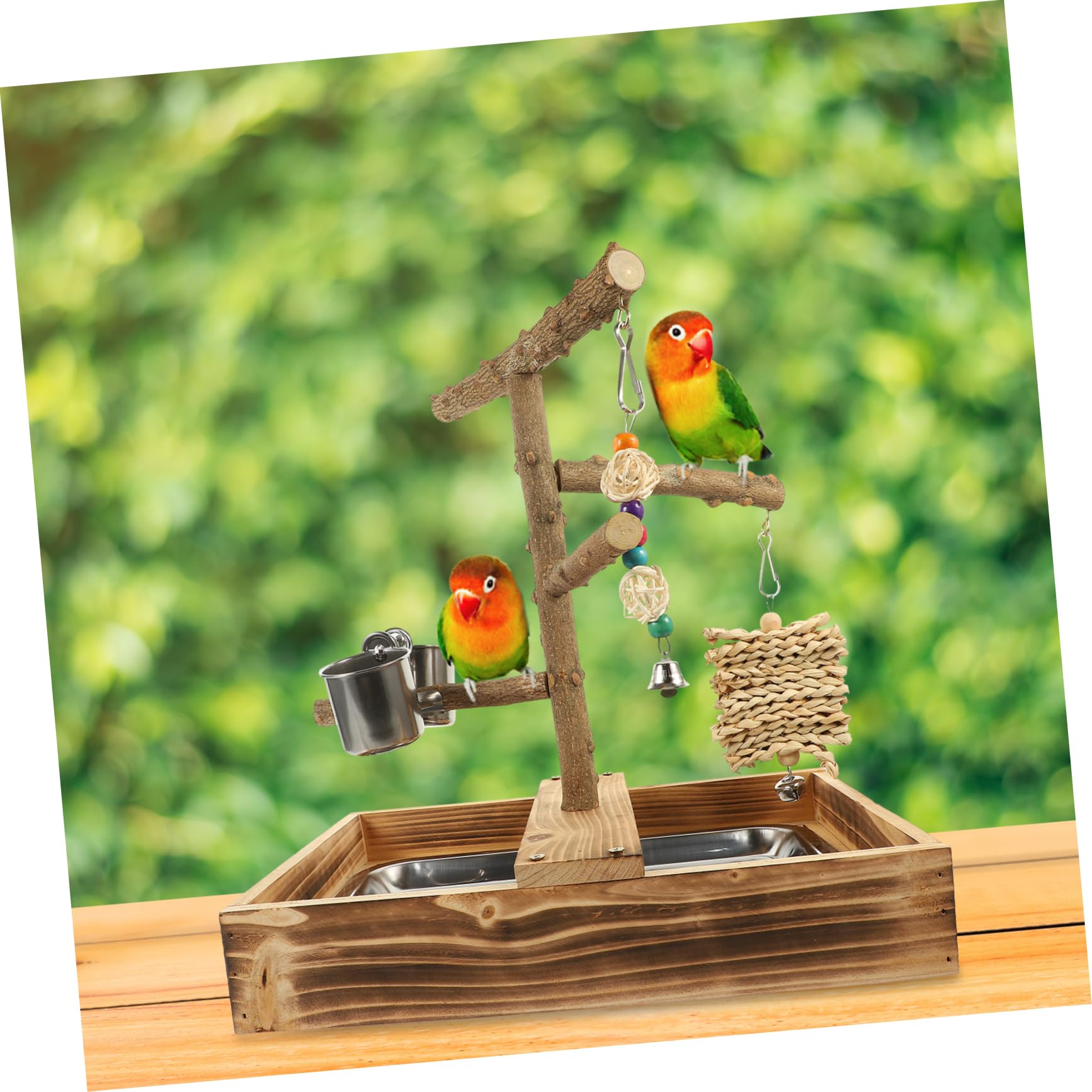 Holz Vogel Sitzstangenständer für Wellensittiche, Tisch Trainingsspielzeug | Vogelkäfige und Zuhause, Einfache Montage und Nutzung, Frisches Natürliches Design
