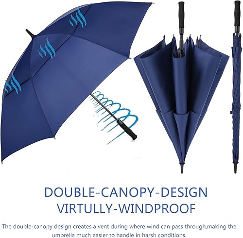 Miniatura 9 de SIEPASA Paraguas de golf grande de 626872 pulgadas, paraguas de golf de apertura automática, extra grande, doble toldo ventilado, resistente al
