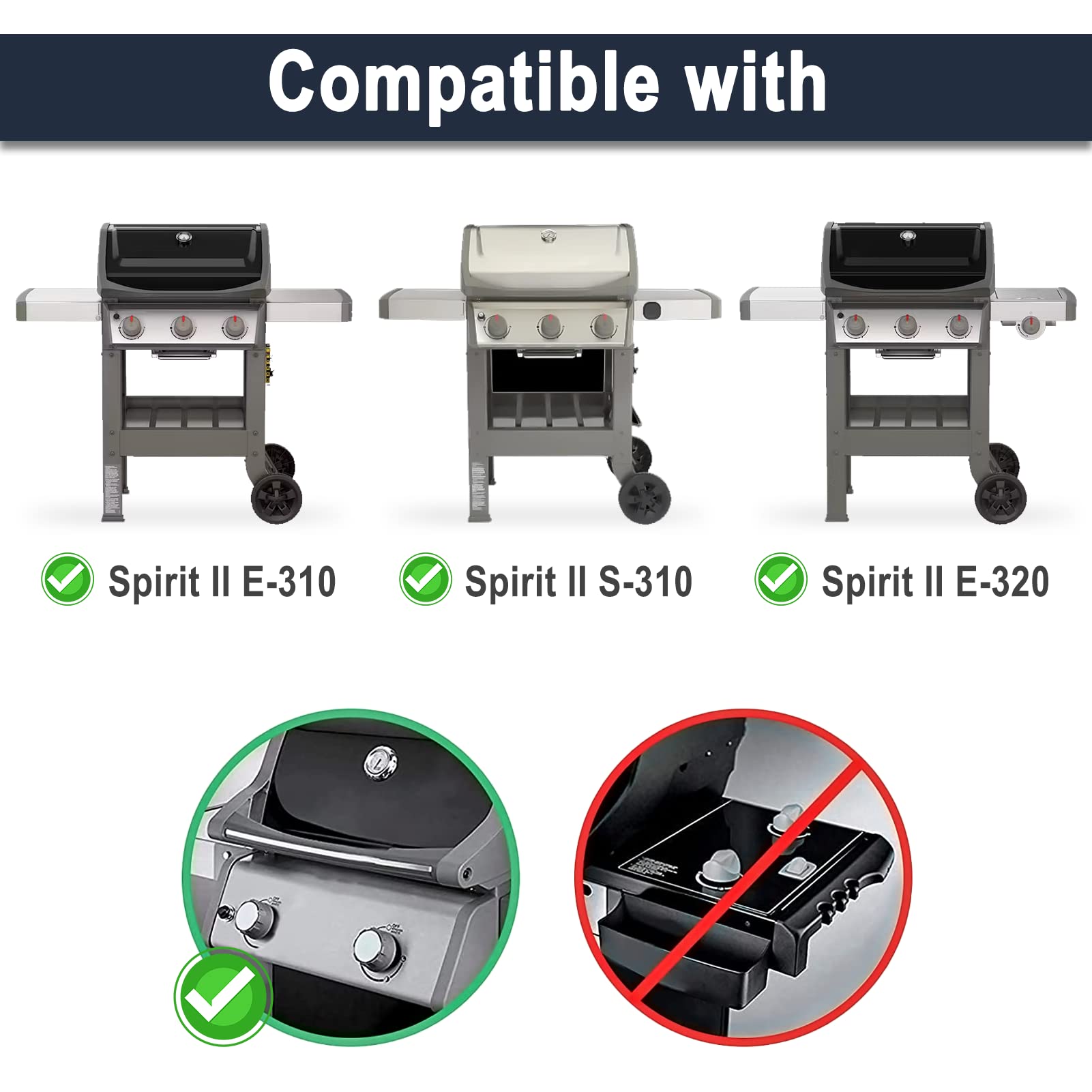 X Home Lot de 5 barres aromatisantes 67046 plus lourdes de 38,9 cm de rechange pour Weber GS4 Spirit II 300 Series, Spirit II E-310 (commande frontale), émaillées en porcelaine