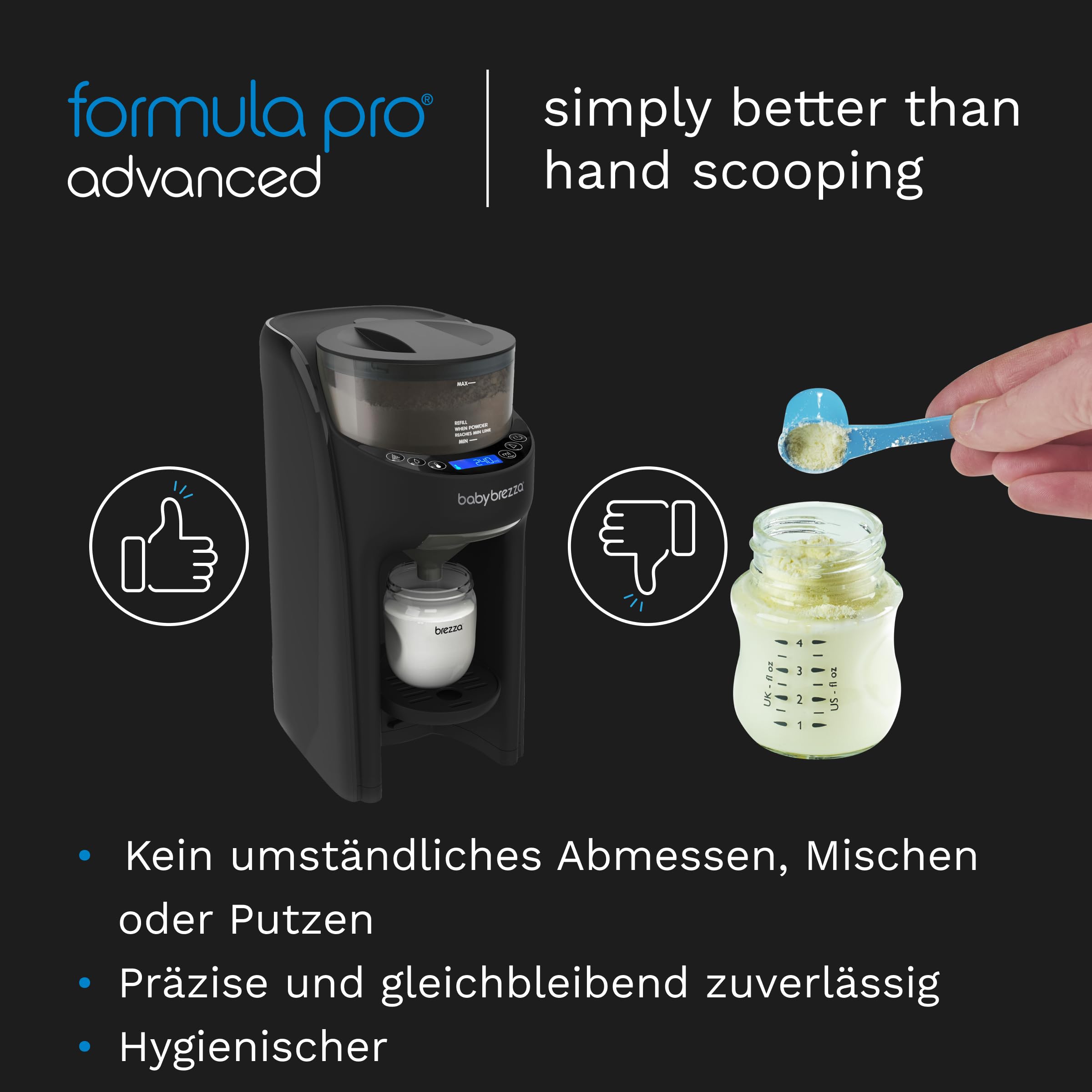Baby Brezza Food Maker Deluxe & Formula Pro Advanced, schwarz | Premium Komplettset für automatische Babyflaschenzubereitung und selbstgemachte Babynahrung, BPA-frei
