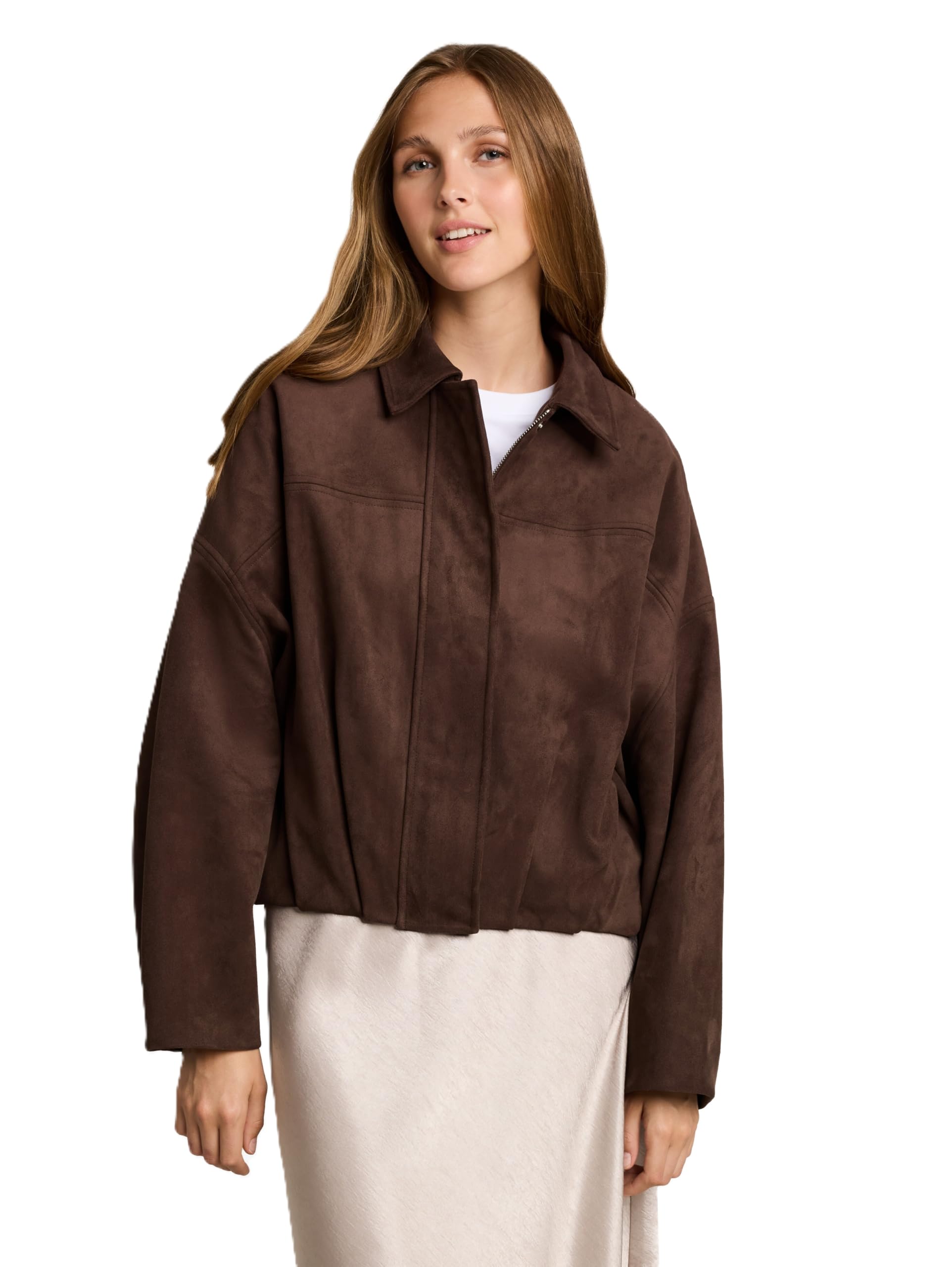 Tom Tailor Damen 1053092 Lederjacke aus Kunstwildleder (1er Pack)