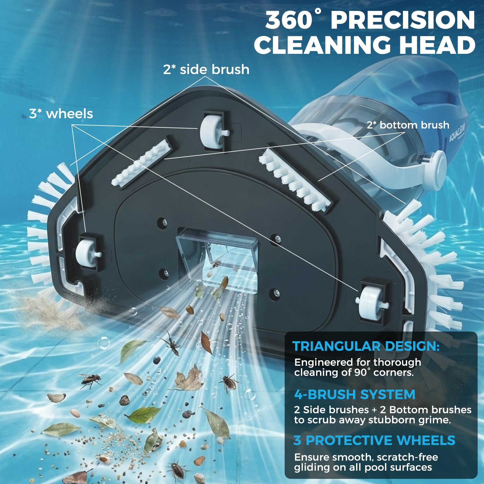 Aspirador de piscina inalámbrico escoba para aspirador piscina, 120 l/min, limpiador eléctrico recargable con mango telescópico para limpieza de caminos, spa y piscinas fuera del suelo