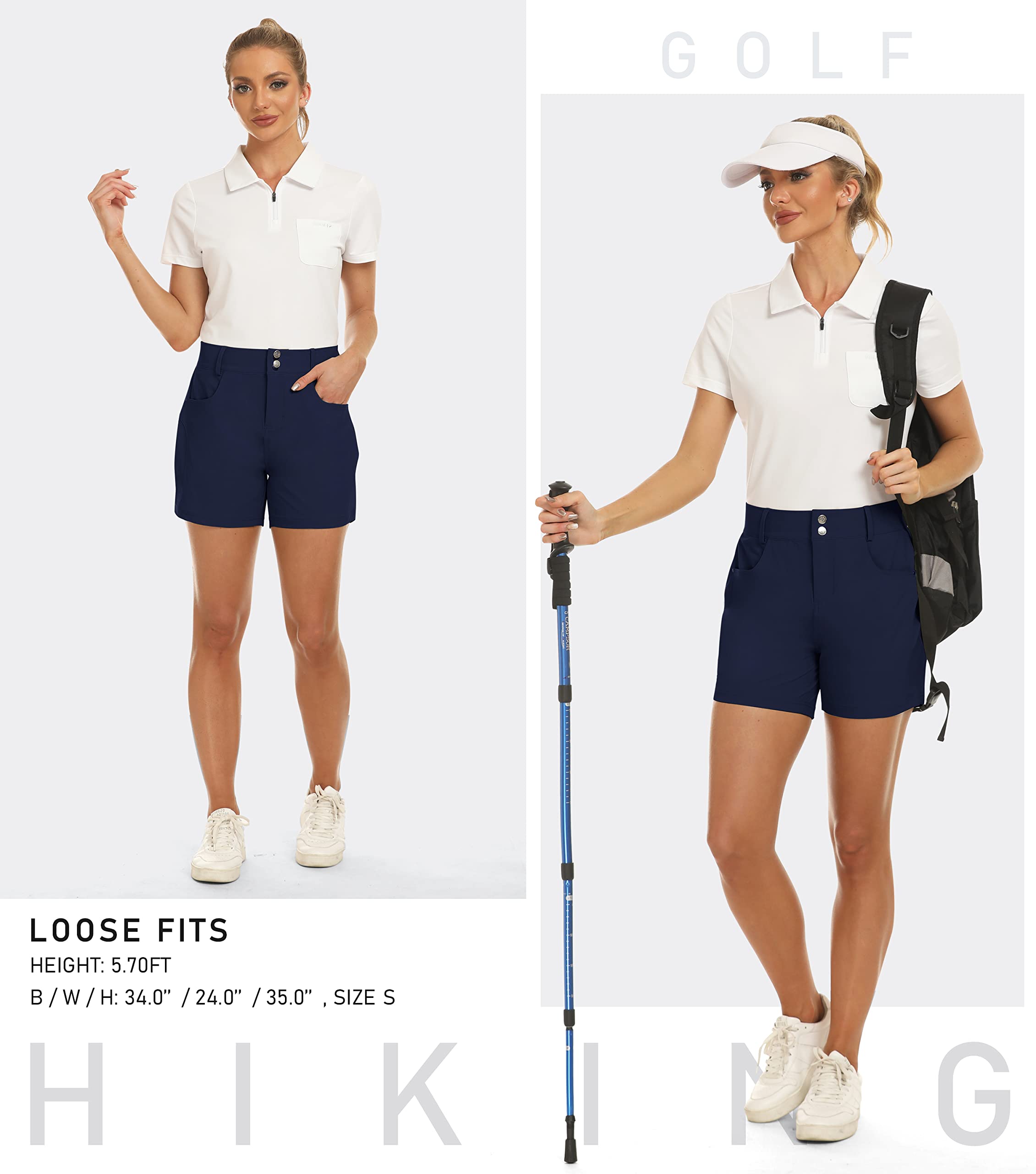 MoFiz Shorts Femme Pantalon Court de Golf Randonnée d'été Léger Shorts Outdoor Imperméable Séchage Rapide avec Elastique Ceinture Intégrée